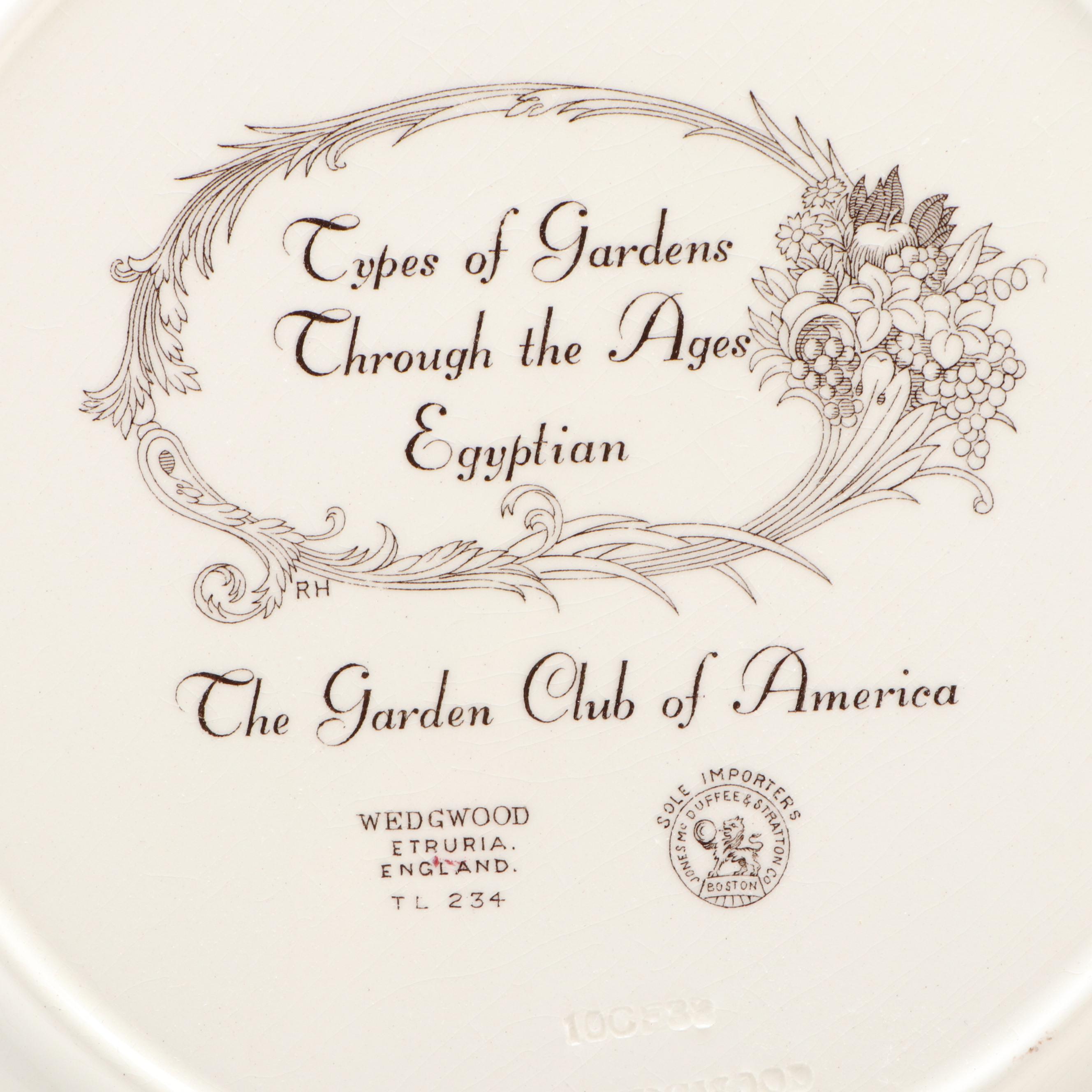 Wedgwood "Types of Gardens Through the Ages" Ceramic Plates, Early–Mid-20th C.