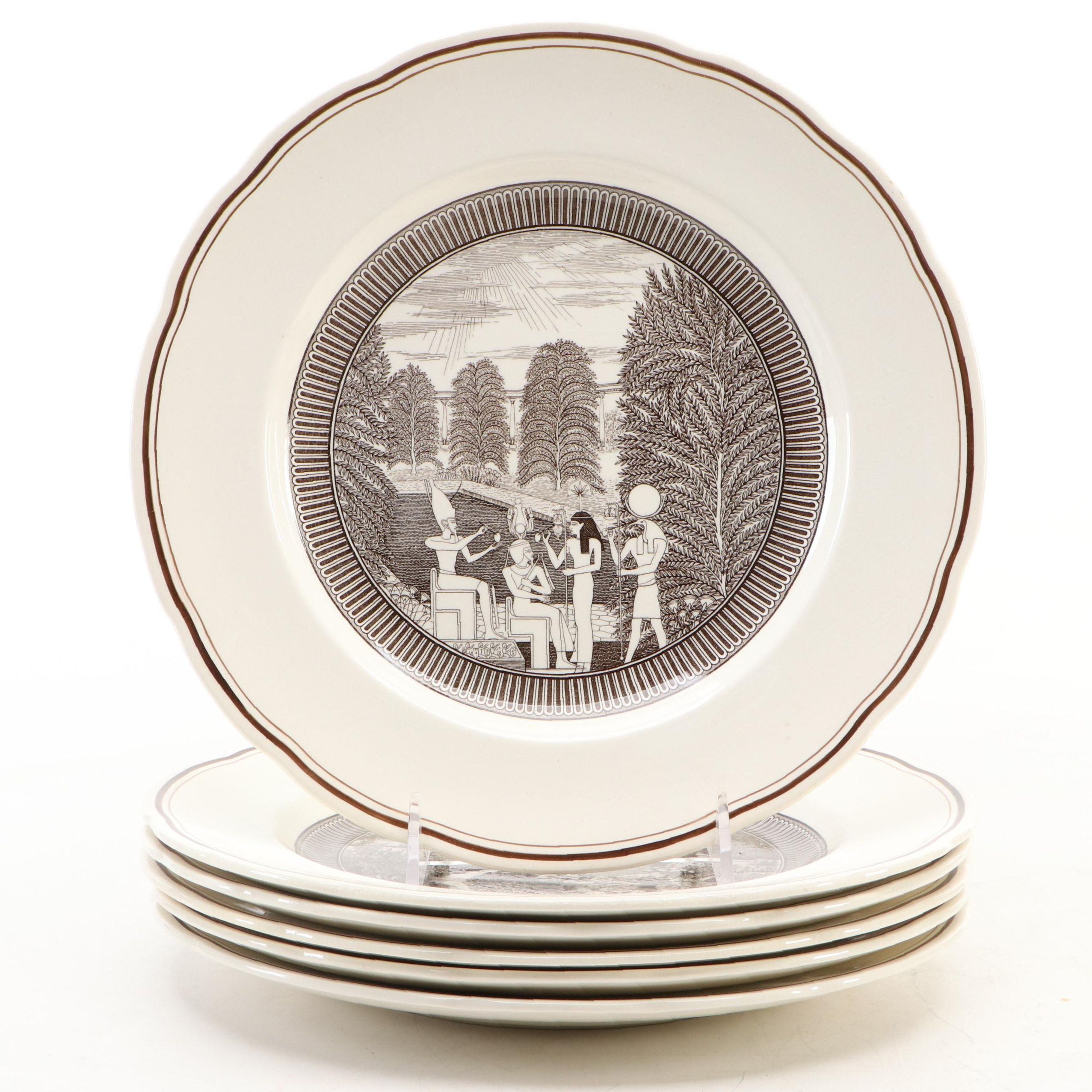 Wedgwood "Types of Gardens Through the Ages" Ceramic Plates, Early–Mid-20th C.