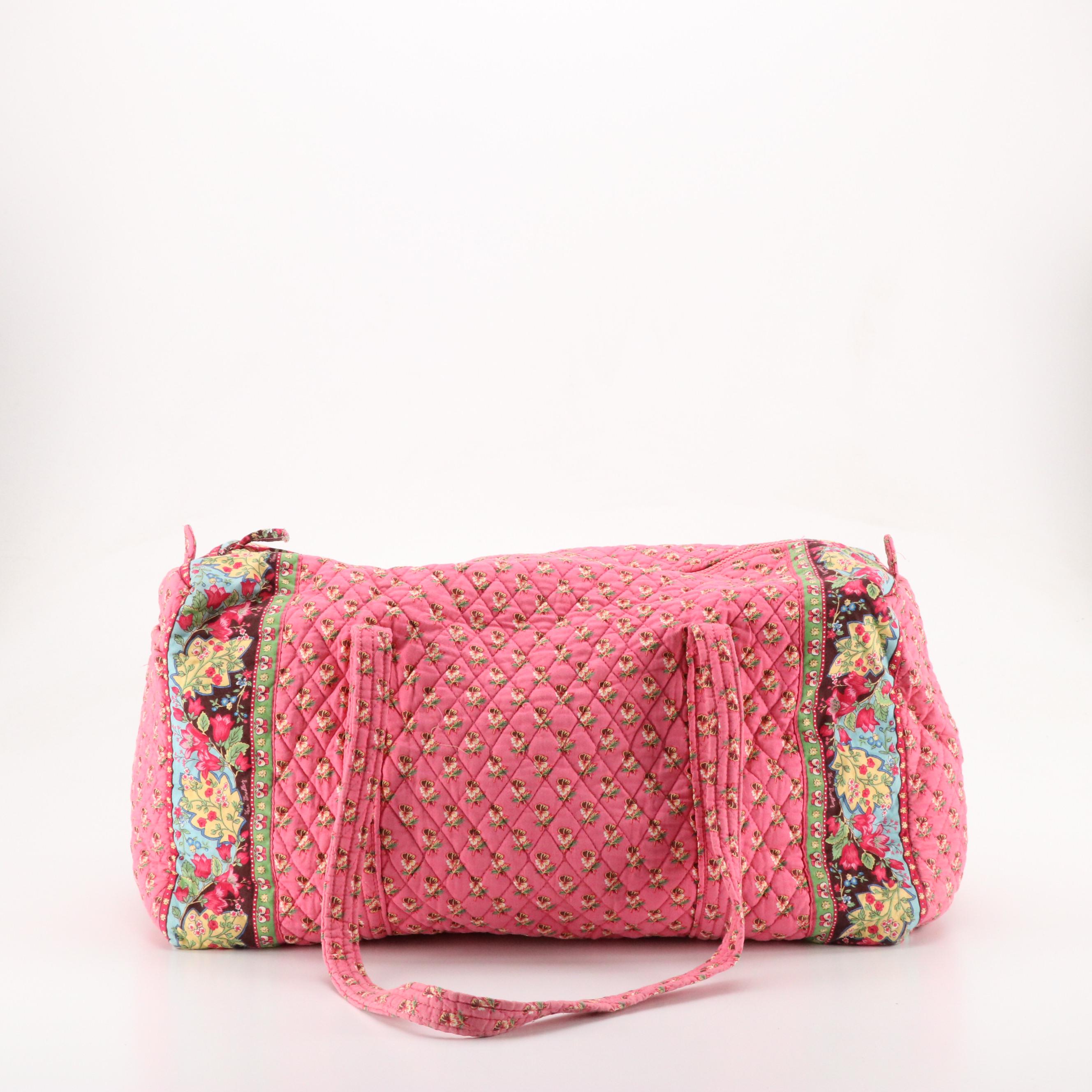 Vera Bradley "Pink Pansy" Duffle Bag with Other iPad Cover and Cosmetic Pouches