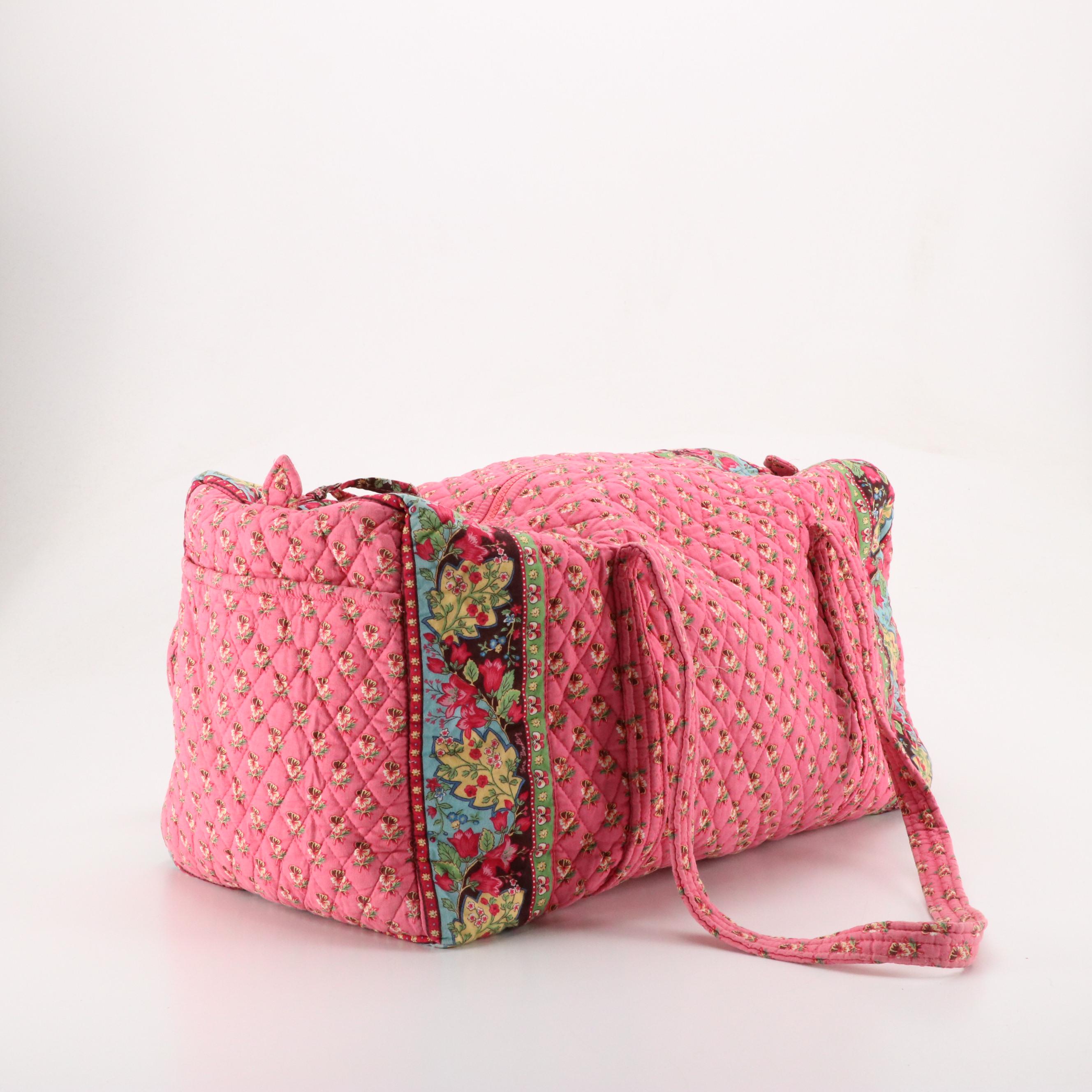 Vera Bradley "Pink Pansy" Duffle Bag with Other iPad Cover and Cosmetic Pouches