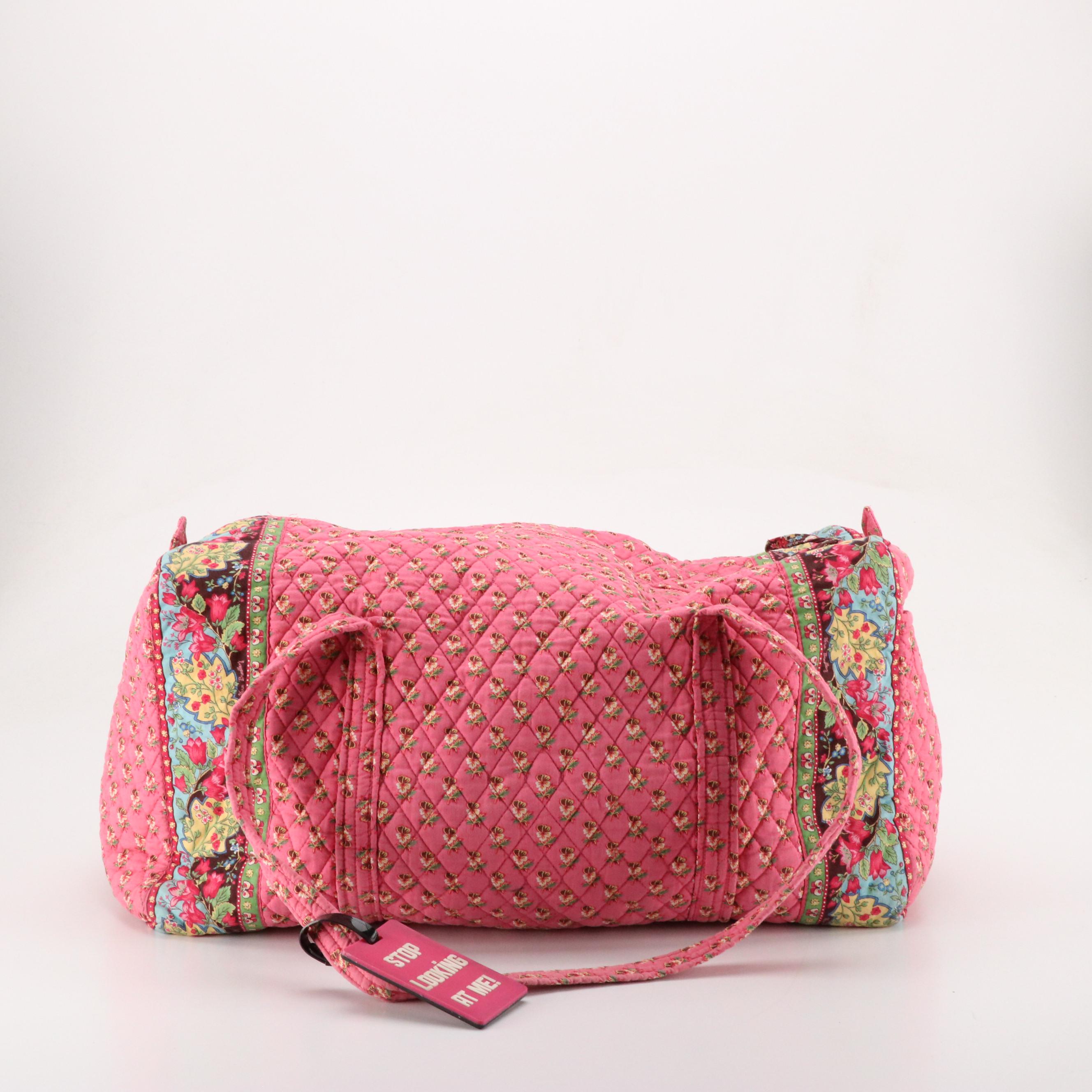 Vera Bradley "Pink Pansy" Duffle Bag with Other iPad Cover and Cosmetic Pouches