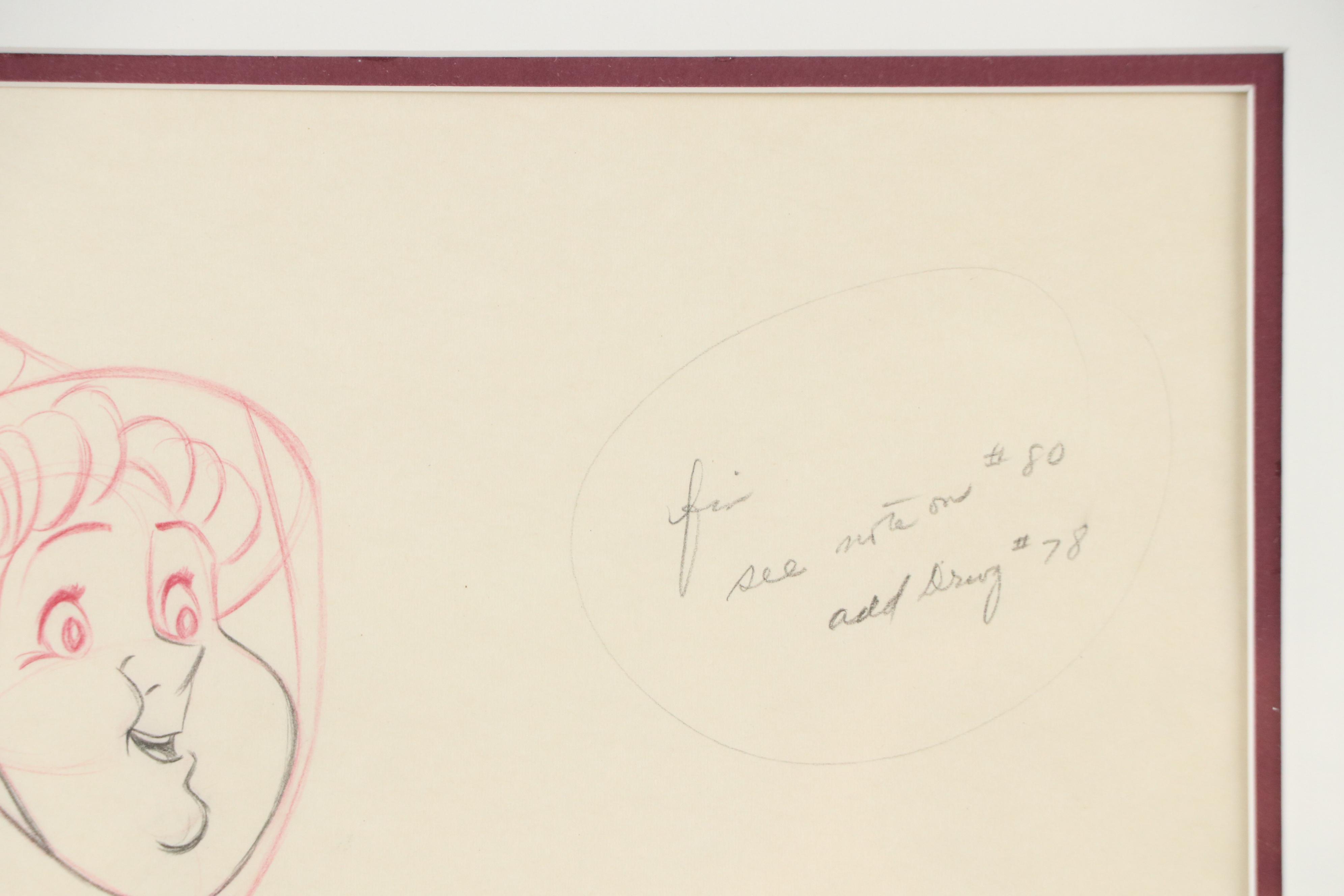 "Sleeping Beauty" (1959) Pencil Production Sketch of Flora, Circa 1955