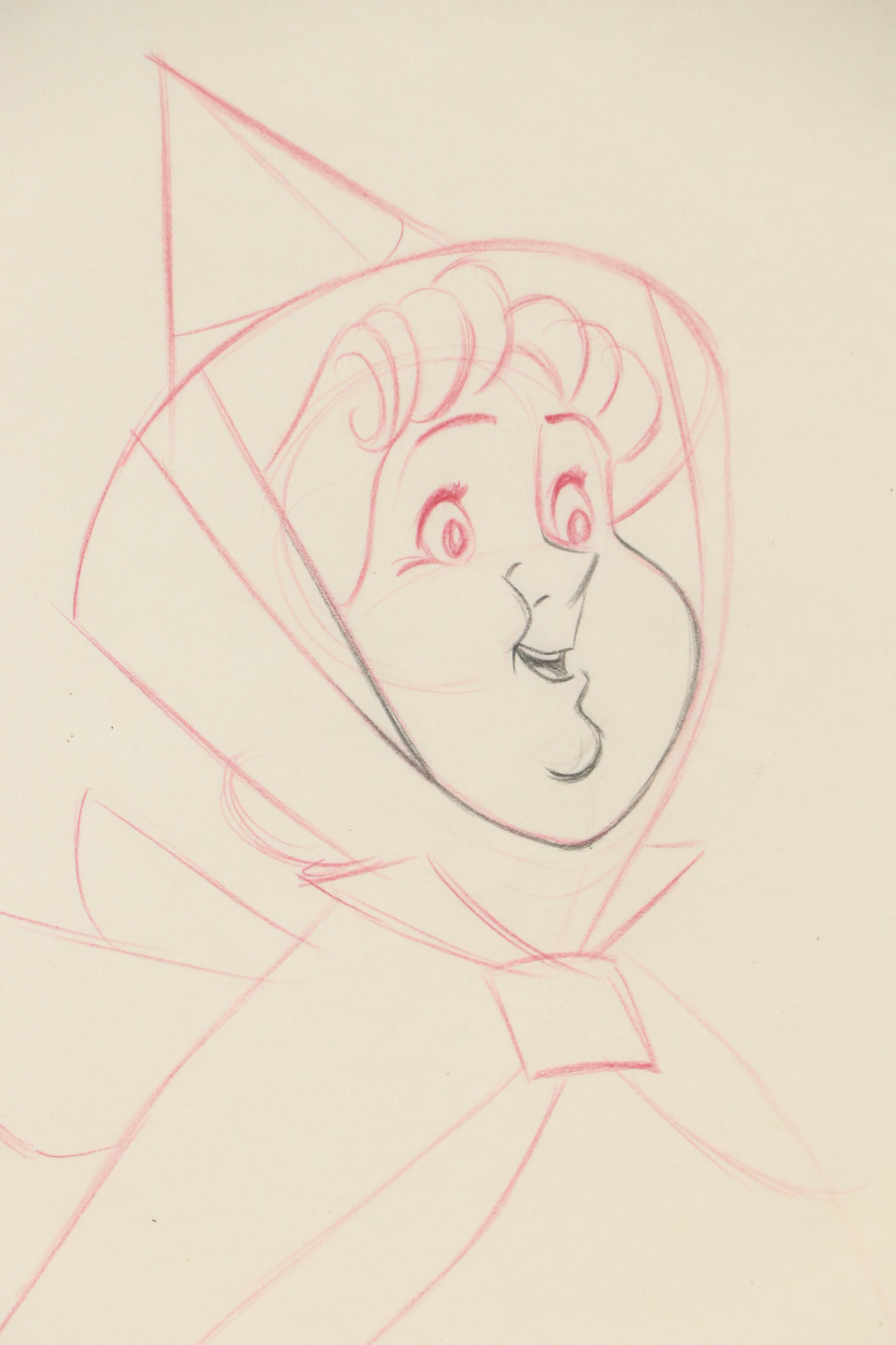 "Sleeping Beauty" (1959) Pencil Production Sketch of Flora, Circa 1955