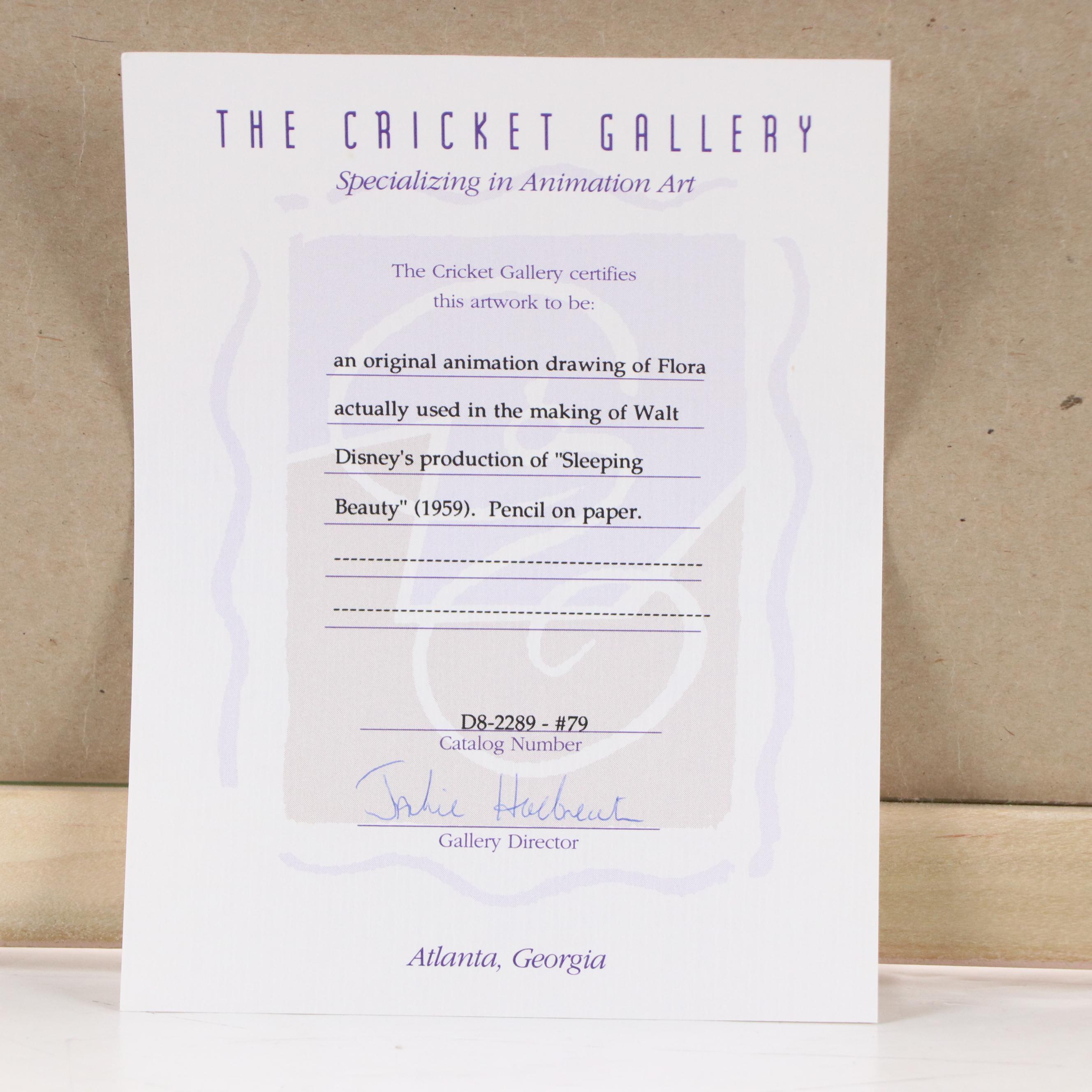 "Sleeping Beauty" (1959) Pencil Production Sketch of Flora, Circa 1955