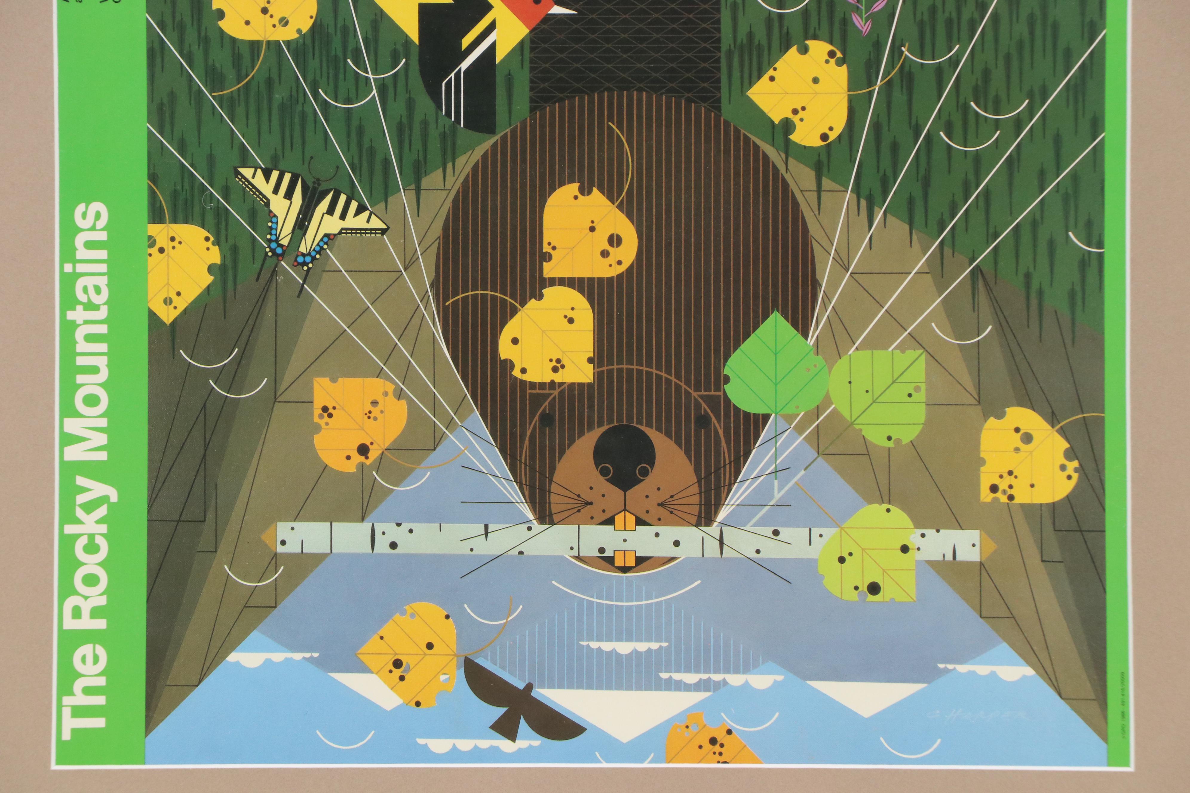 Halftone Poster After Charley Harper "The Rocky Mountains," Late 20th Century