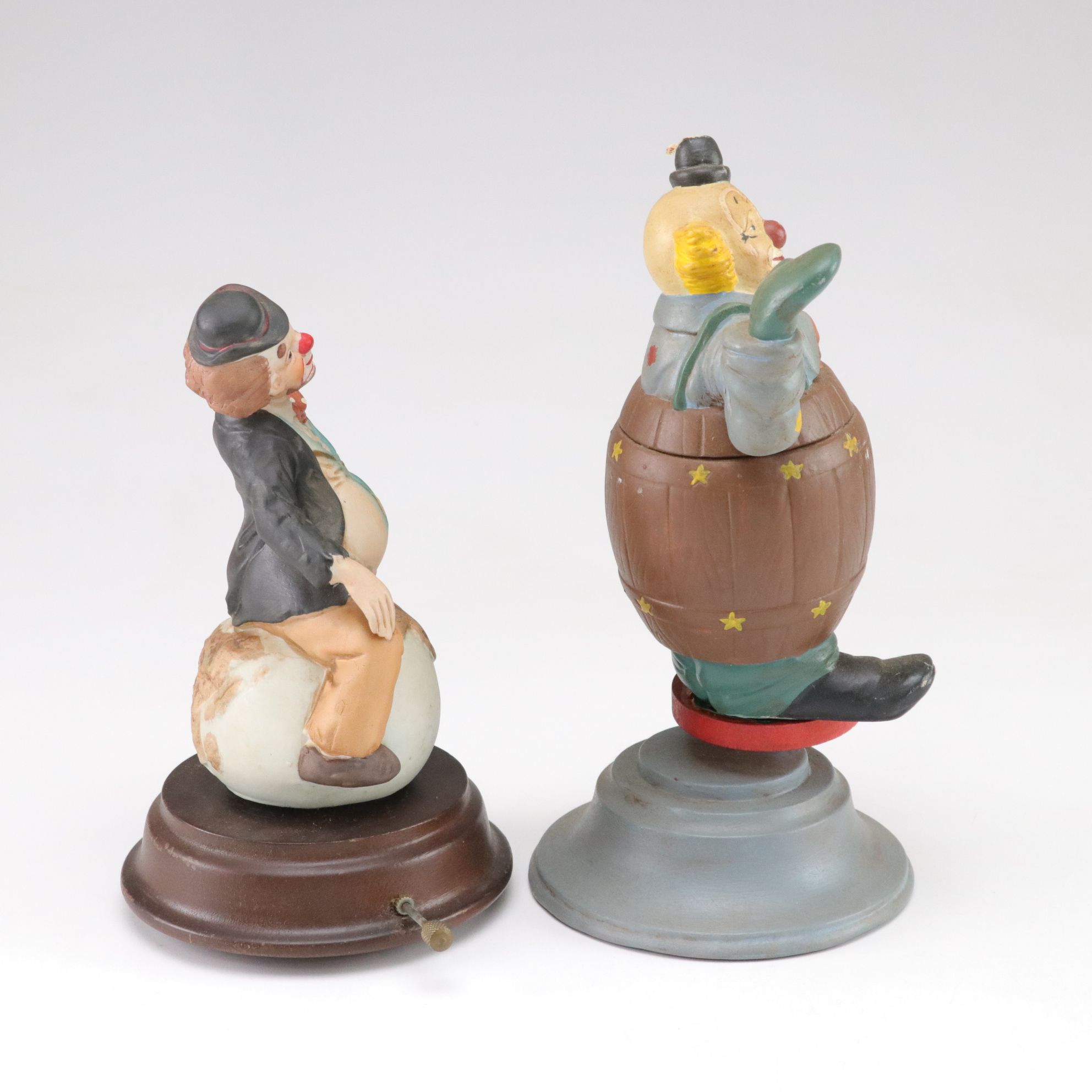 Hand-Painted Bisque Clown Figurine & Music Box Collection