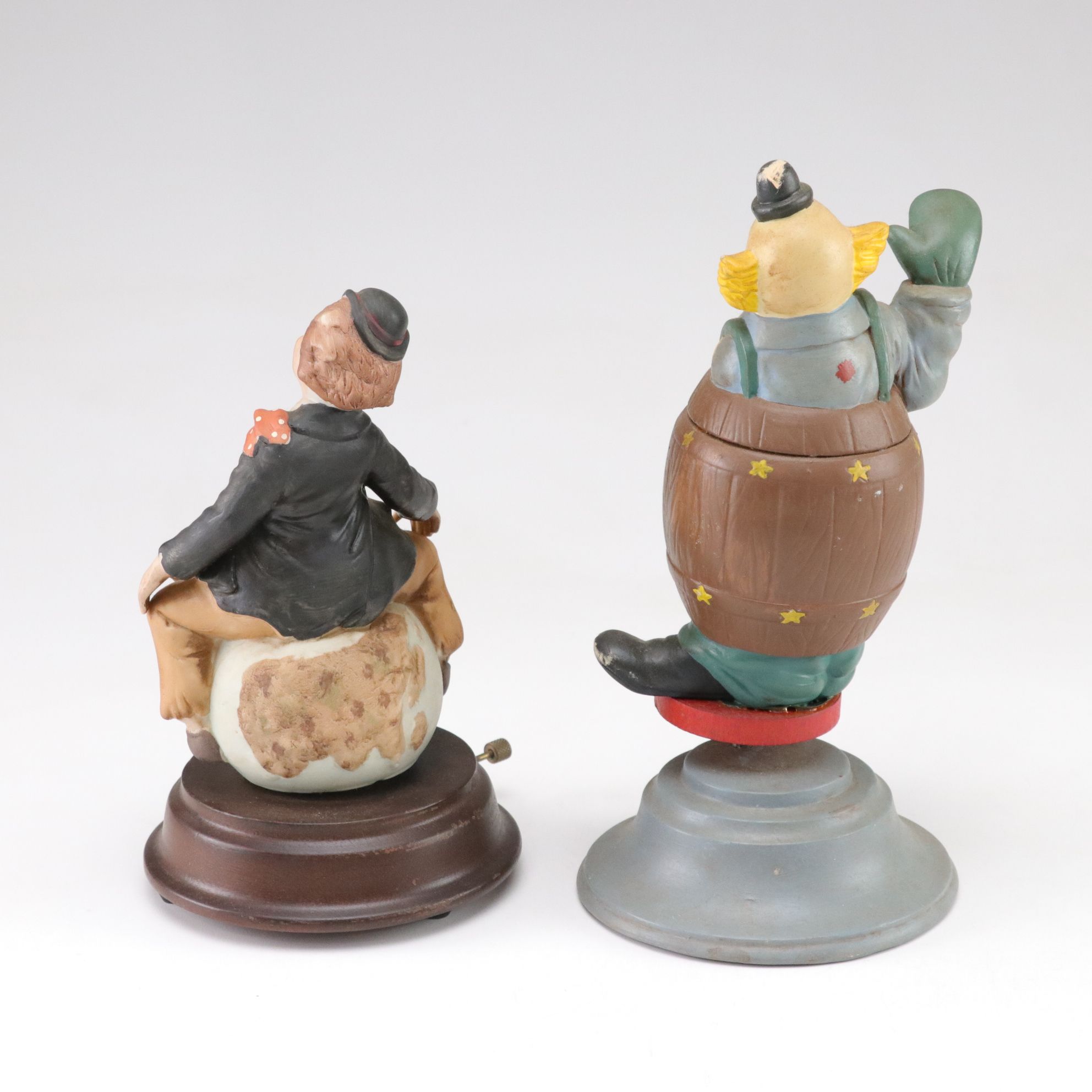 Hand-Painted Bisque Clown Figurine & Music Box Collection
