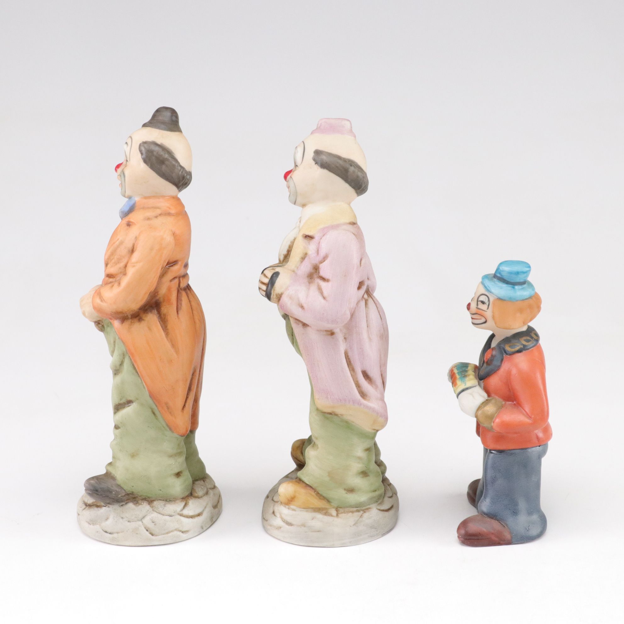 Hand-Painted Bisque Clown Figurine & Music Box Collection