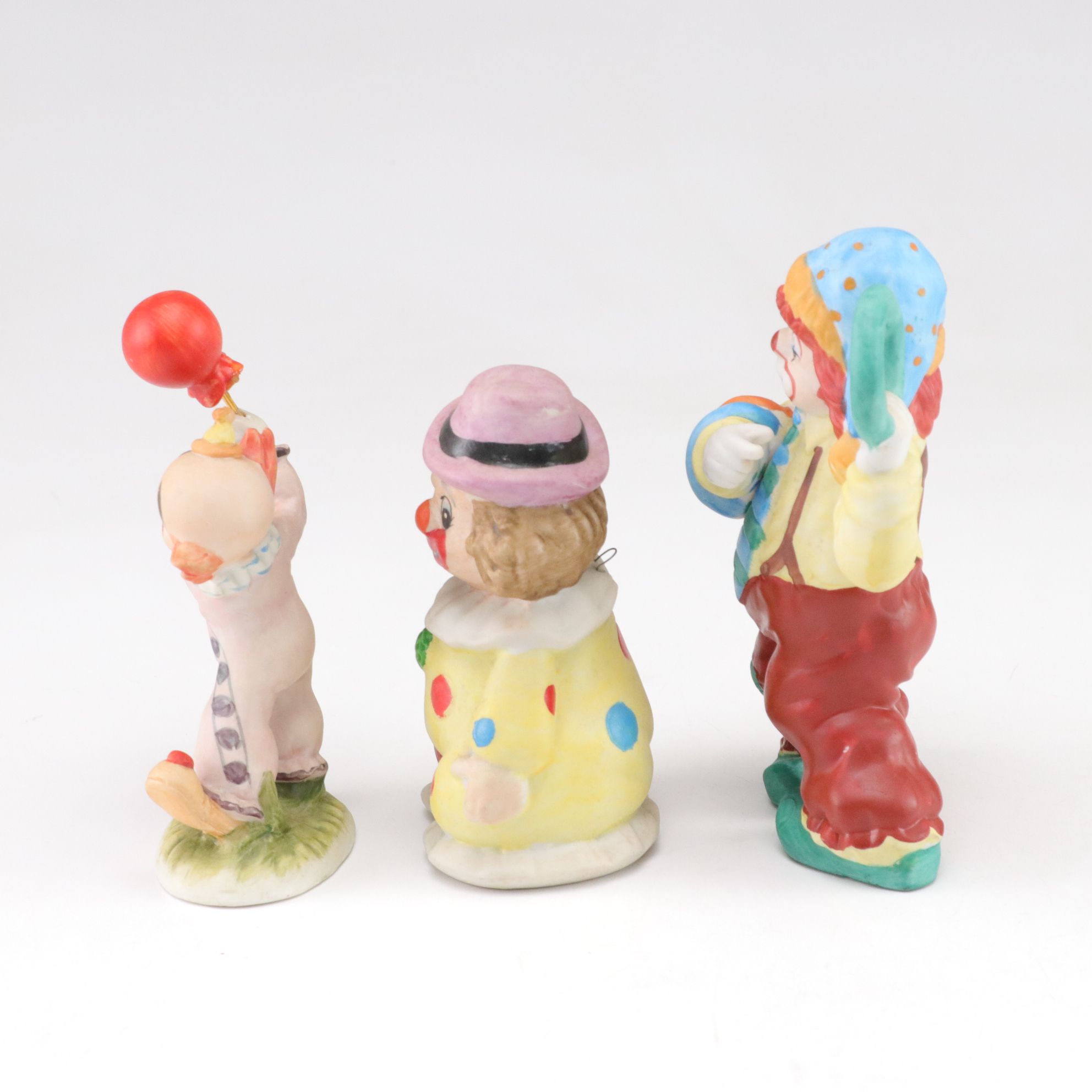 Hand-Painted Bisque Clown Figurine & Music Box Collection