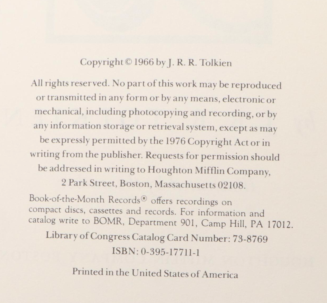 50th Anniversary Edition "The Hobbit" by J. R. R. Tolkien, 1987