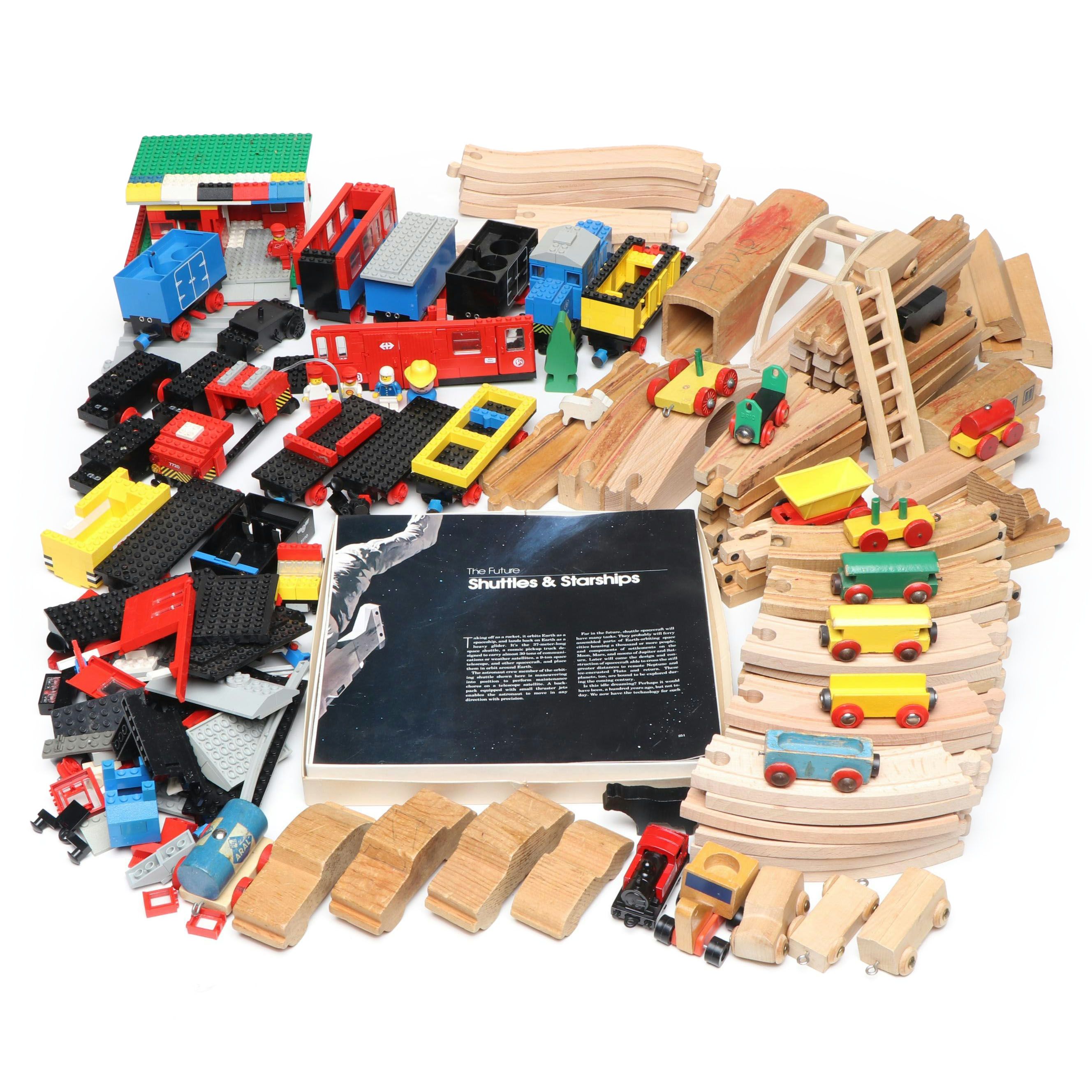 Wood and Plastic Toy Train Sets with National Geographic Our Universe Space Kit