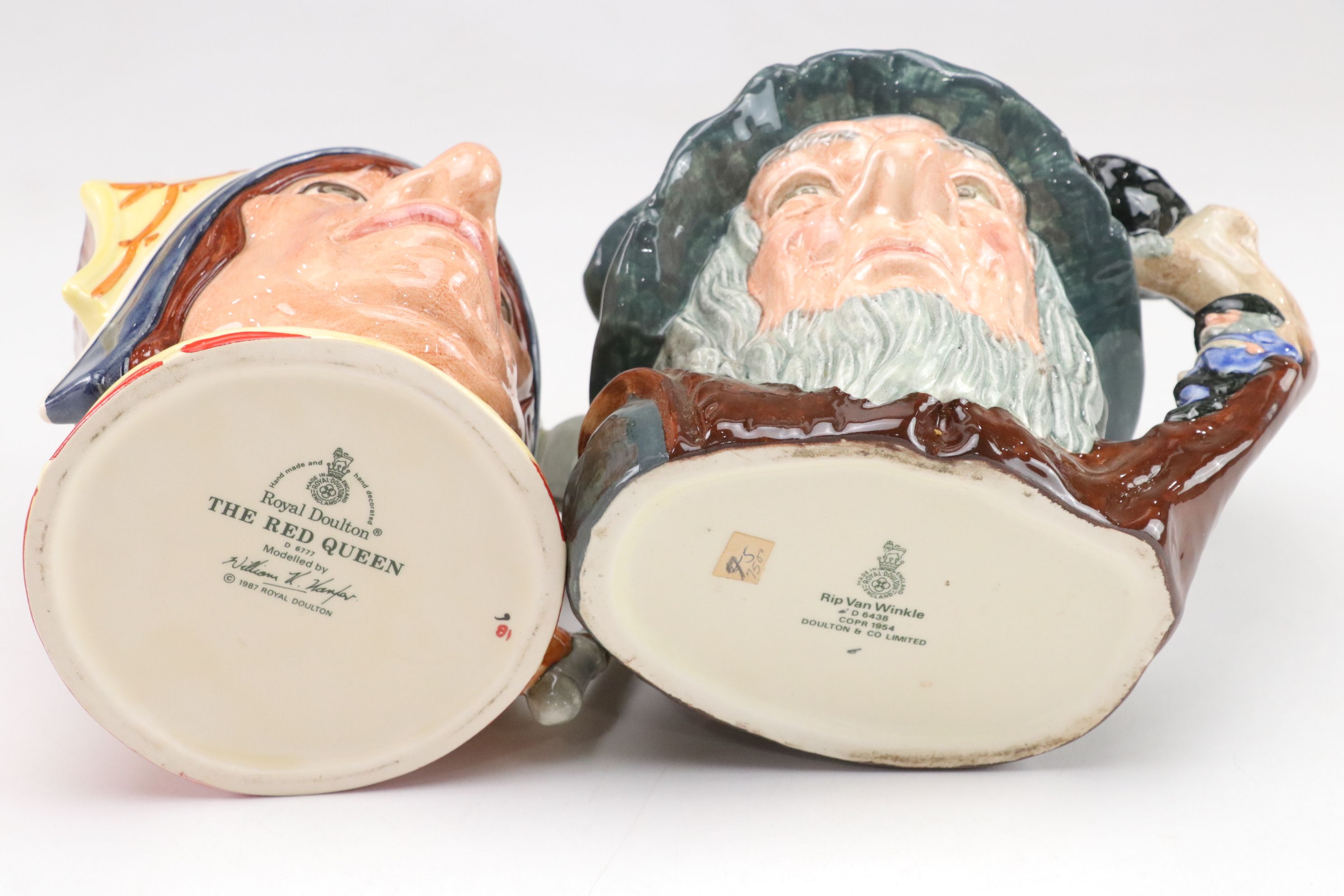 Royal Doulton Toby Jugs with "The Red Queen" and "Rip Van Winkle"