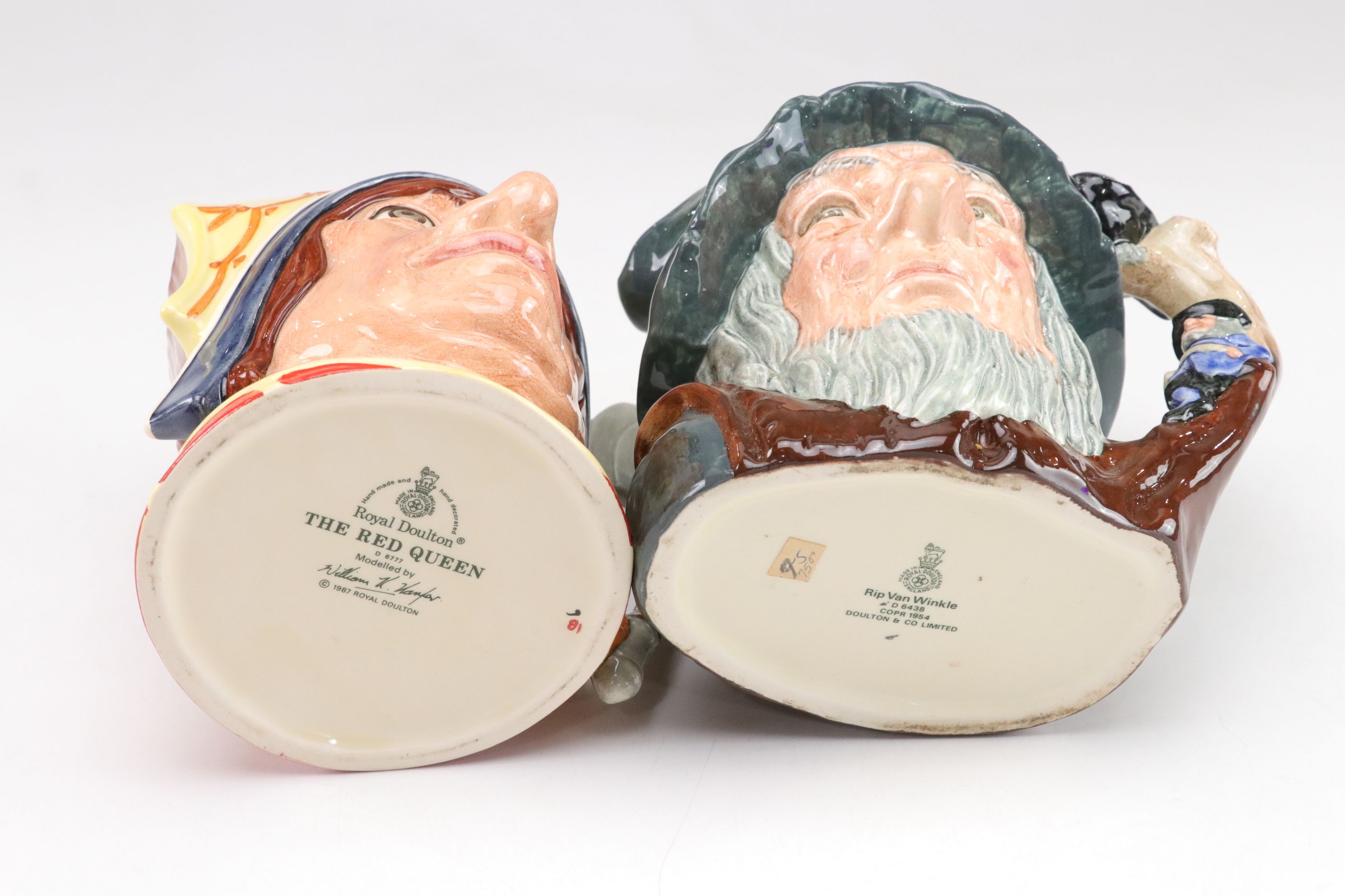 Royal Doulton Toby Jugs with "The Red Queen" and "Rip Van Winkle"