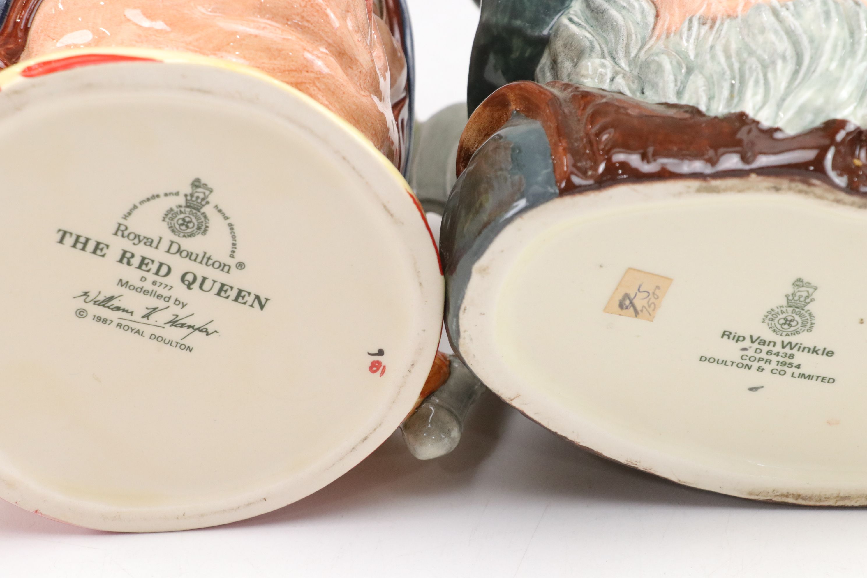 Royal Doulton Toby Jugs with "The Red Queen" and "Rip Van Winkle"