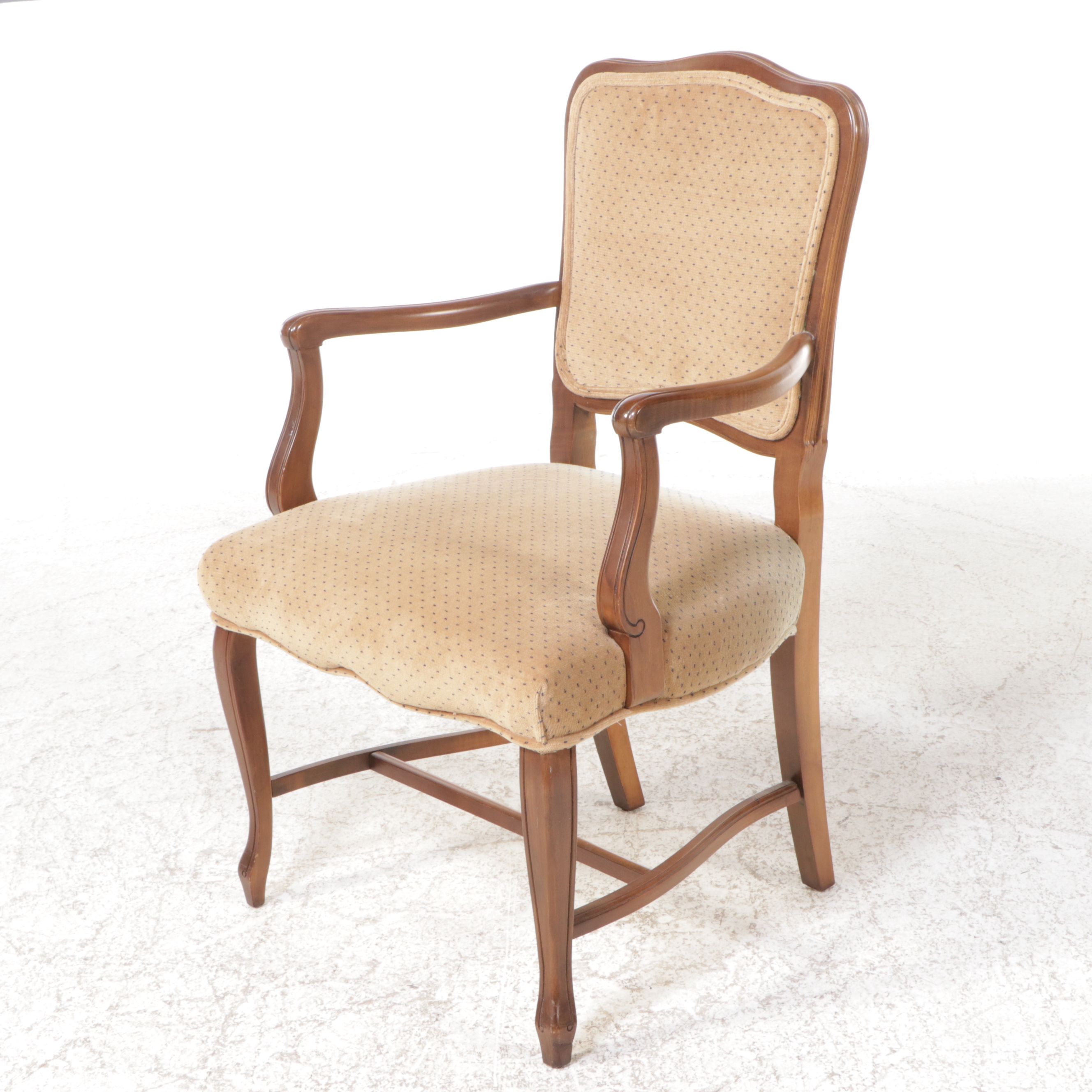 French Provincial Walnut Armchair, Late 20th Century