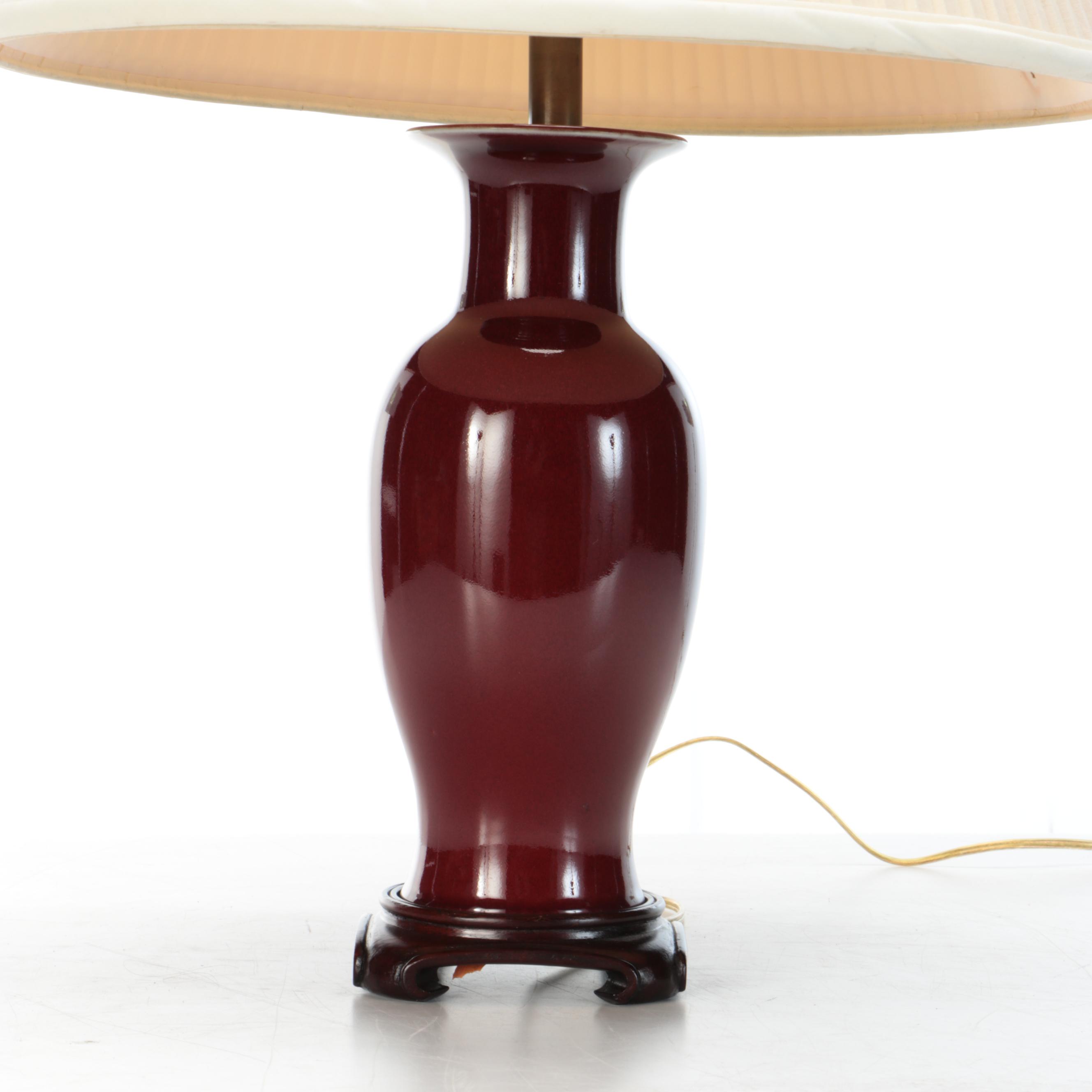Chinese Oxblood Ceramic Vase Table Lamp