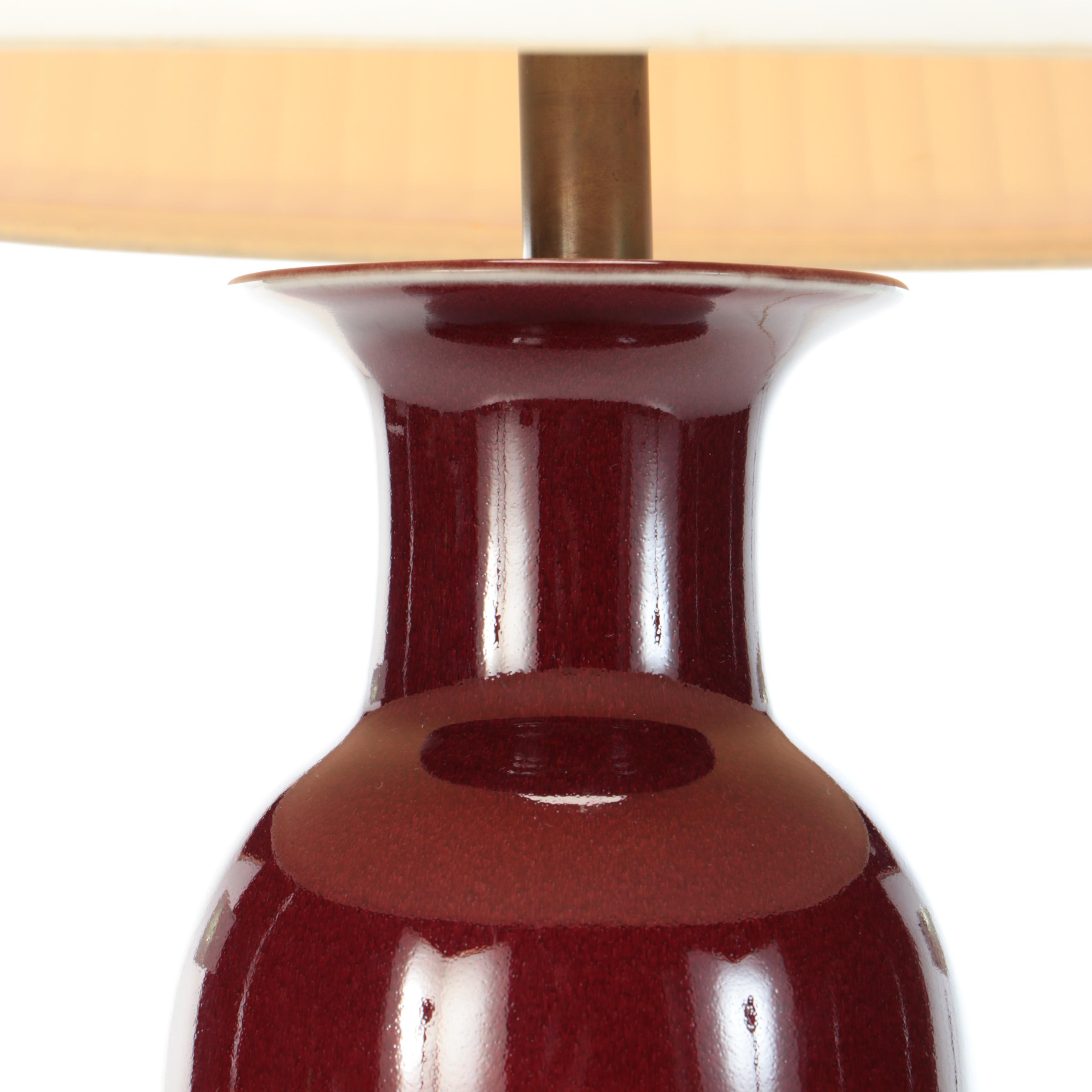 Chinese Oxblood Ceramic Vase Table Lamp