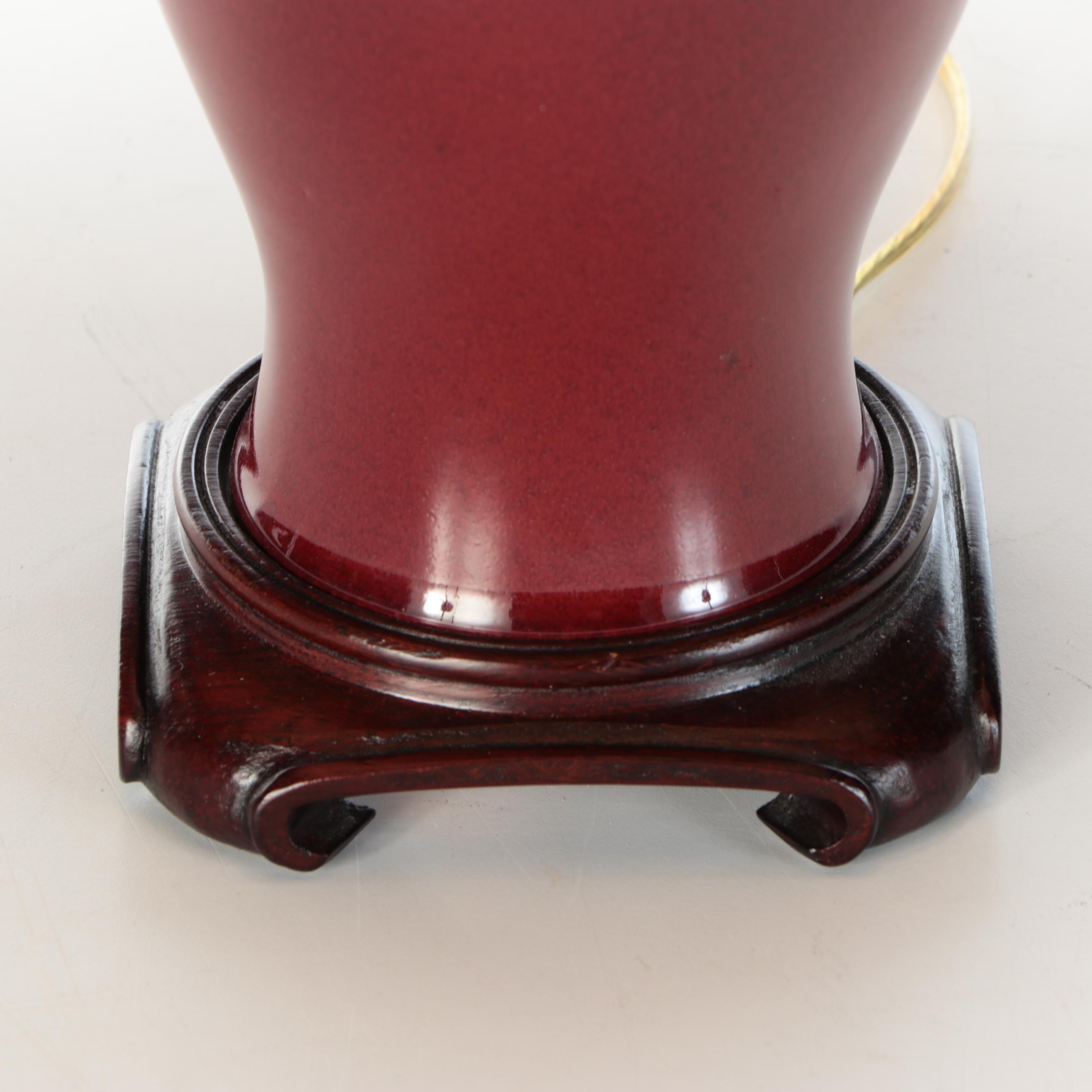 Chinese Oxblood Ceramic Vase Table Lamp