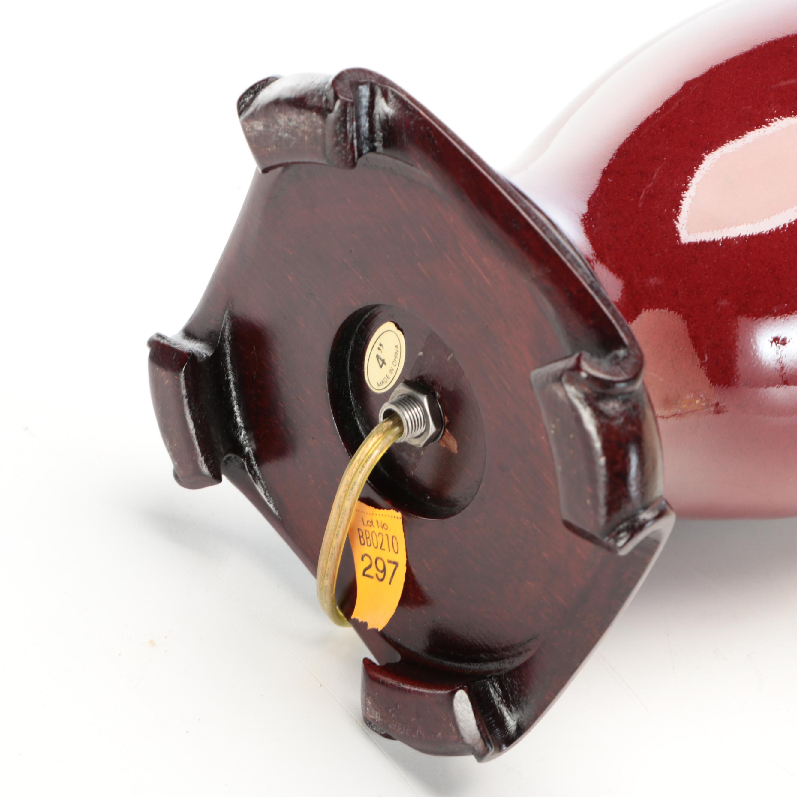 Chinese Oxblood Ceramic Vase Table Lamp