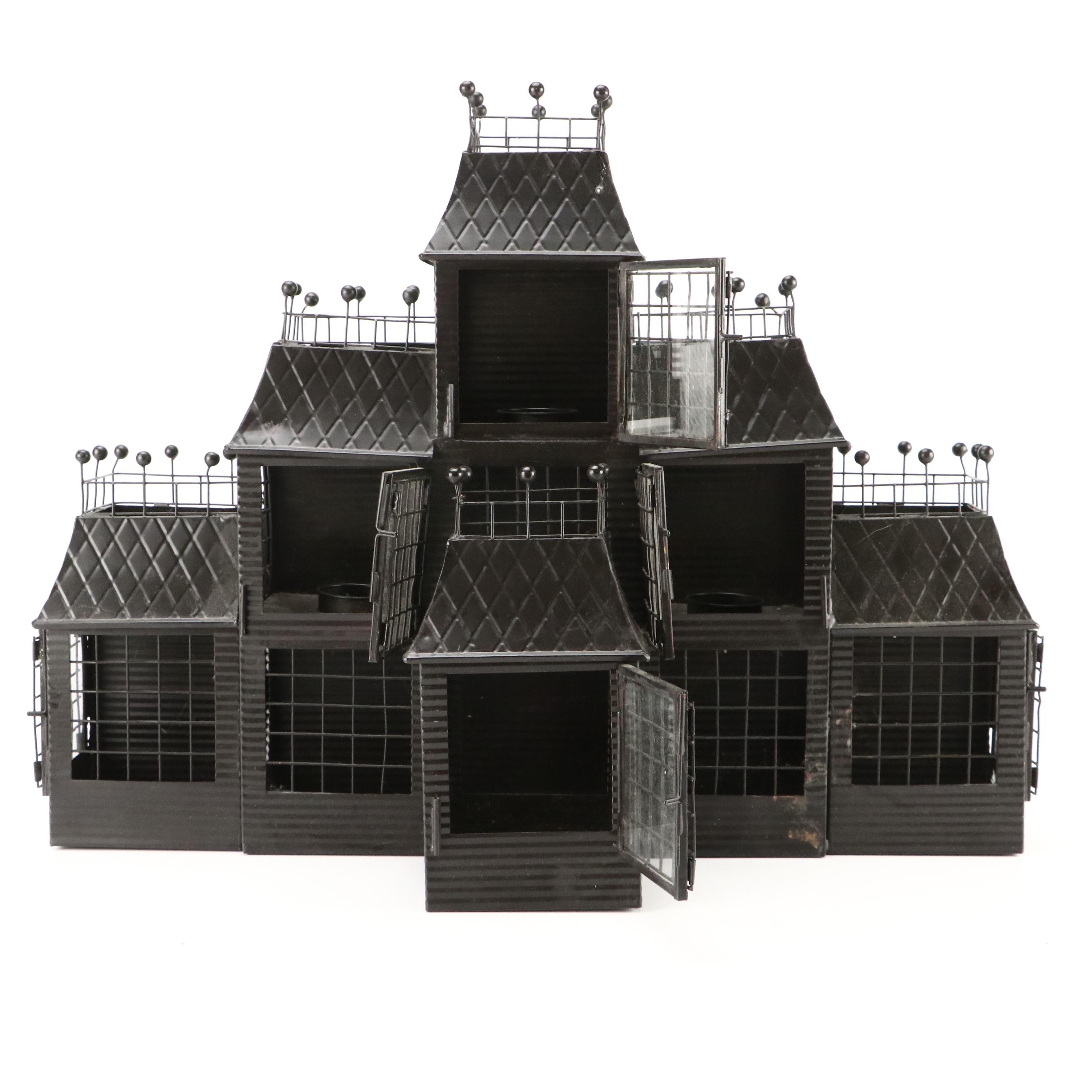 Metal Haunted House Tea Light Luminary