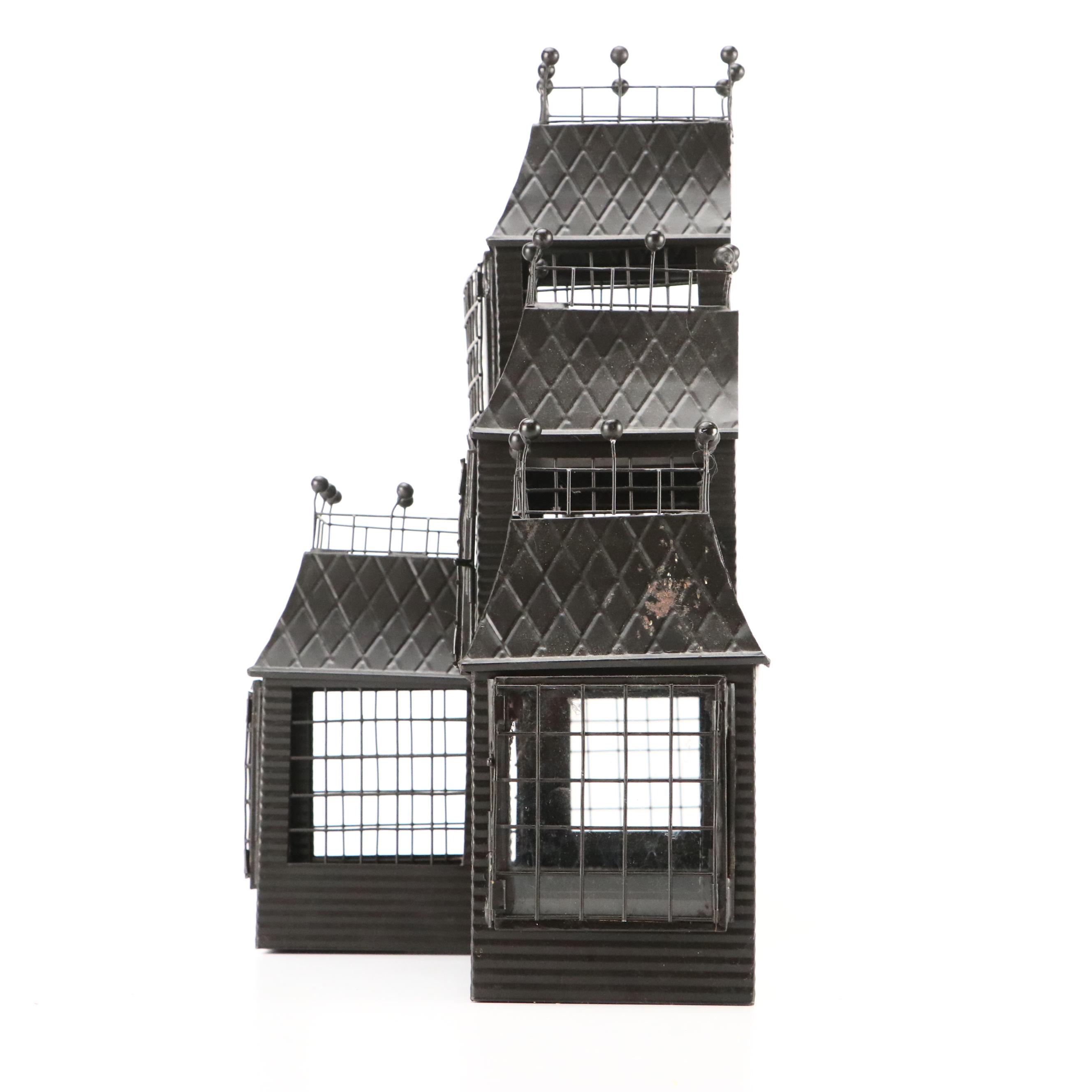 Metal Haunted House Tea Light Luminary