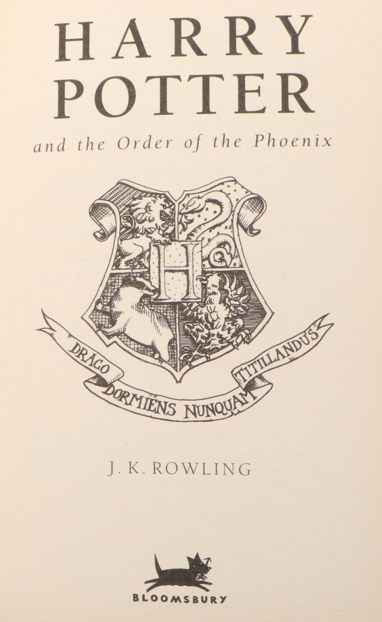 First UK Edition "Harry Potter and the Order of the Phoenix" by J. K. Rowling