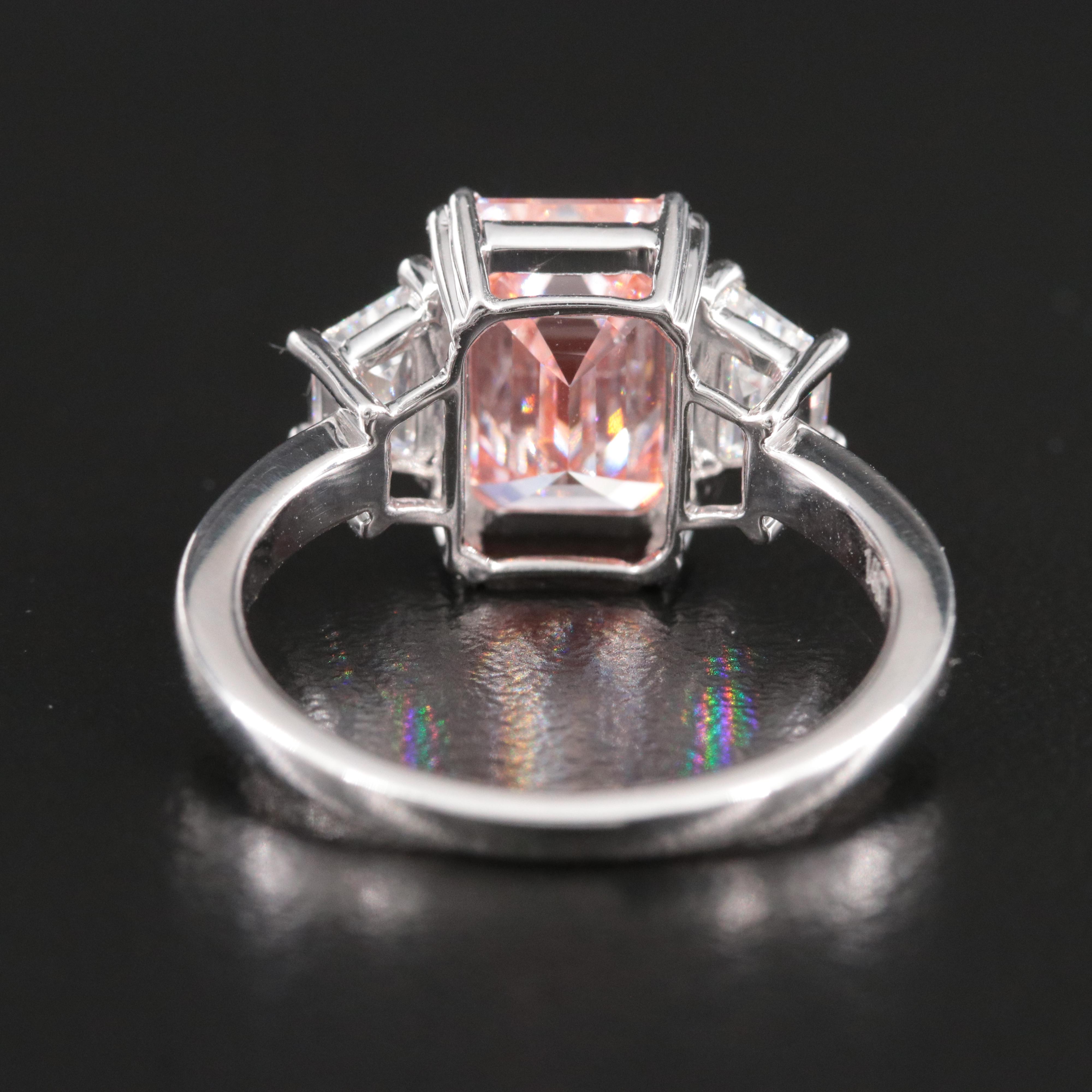 14K 3.92 CTW Lab Grown Diamond Ring with Fancy Pink Center and IGI Report