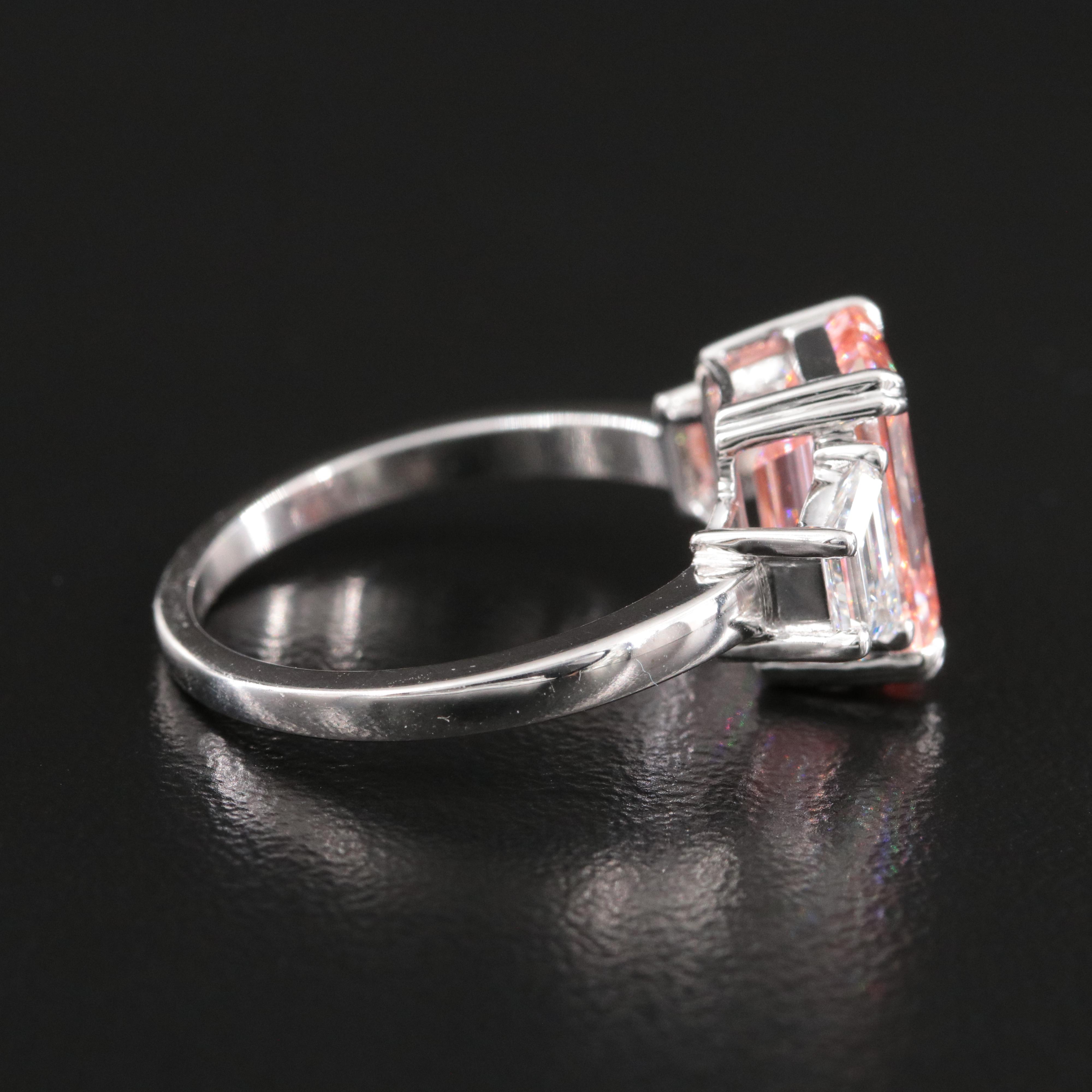 14K 3.92 CTW Lab Grown Diamond Ring with Fancy Pink Center and IGI Report