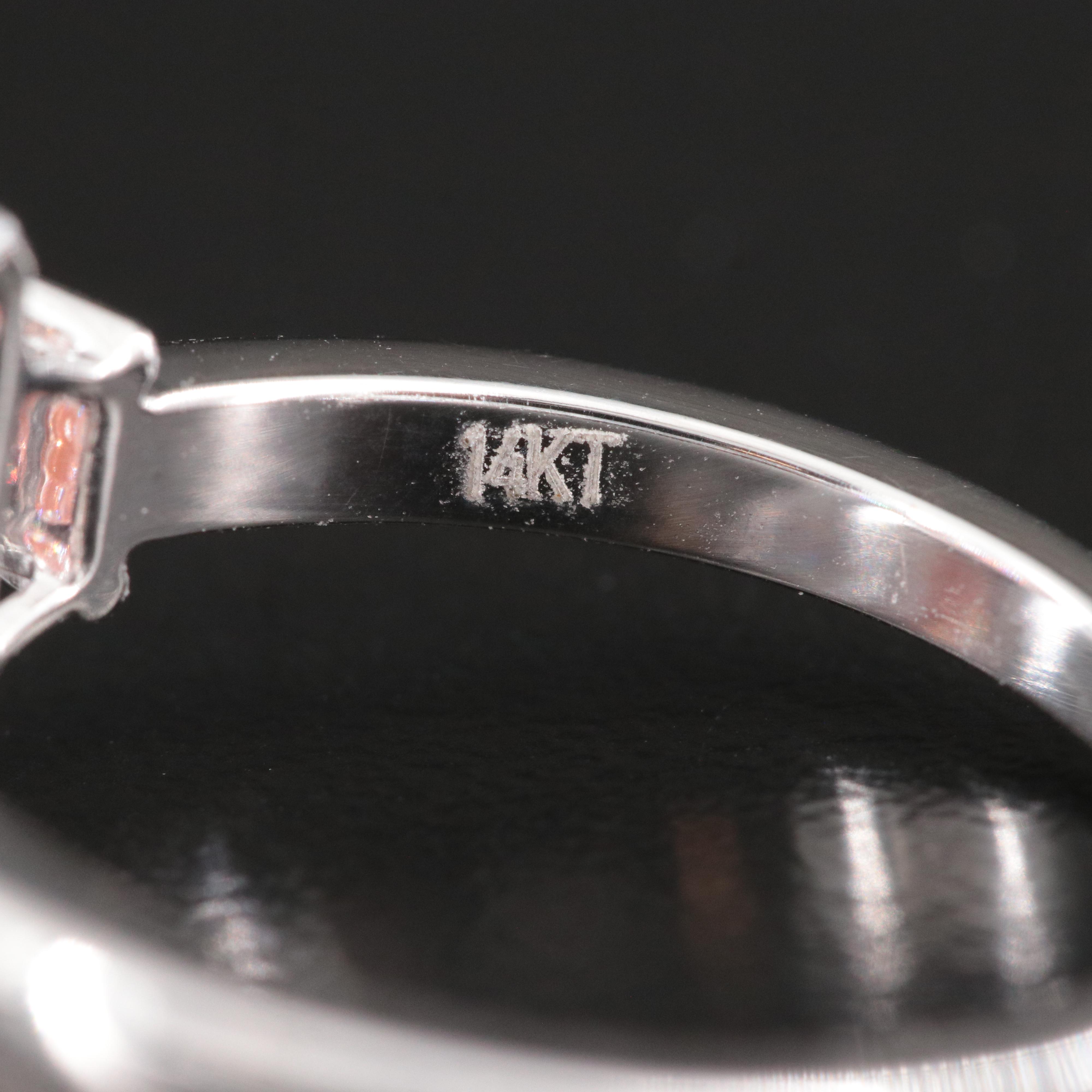 14K 3.92 CTW Lab Grown Diamond Ring with Fancy Pink Center and IGI Report