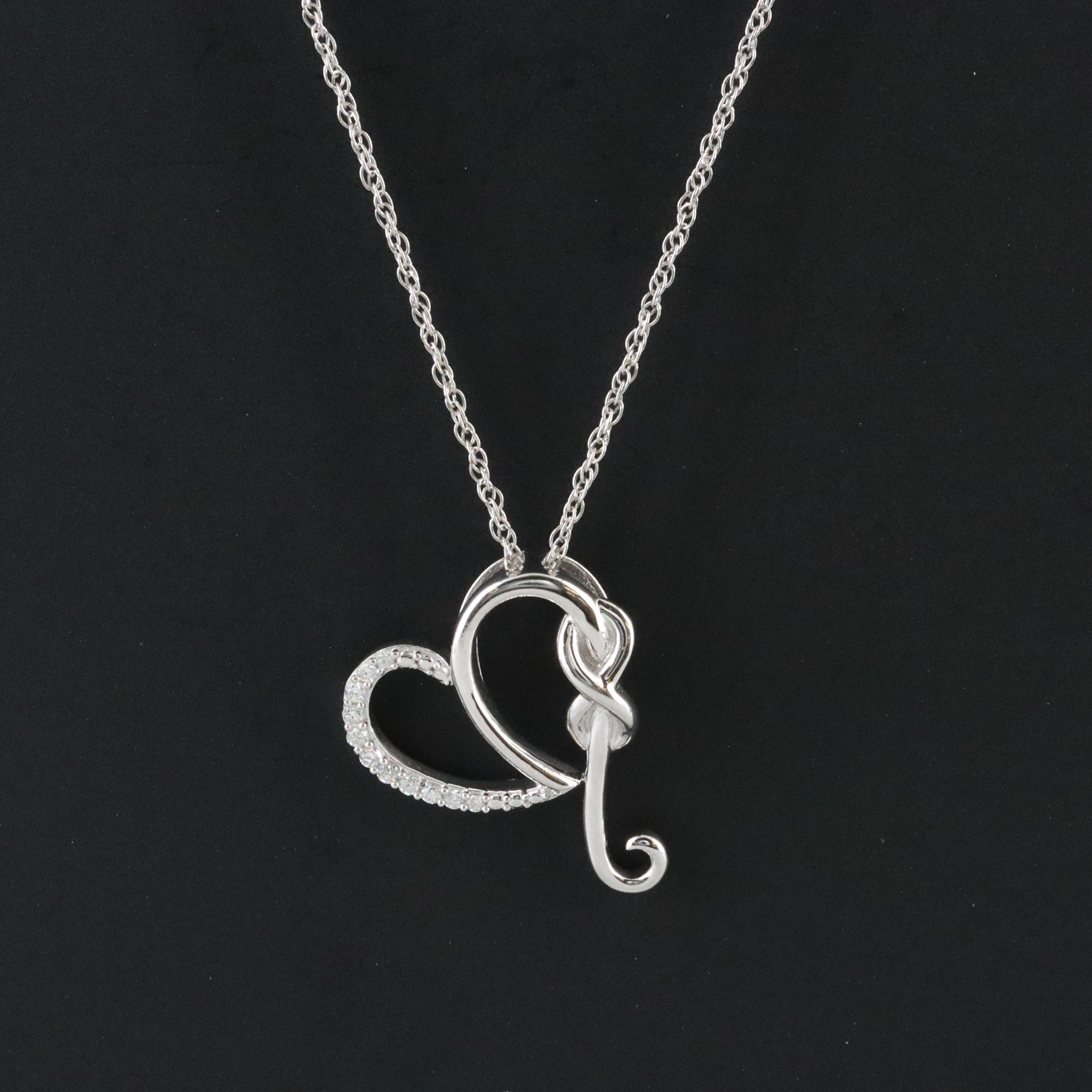 Sterling Diamond Infinity Heart Pendant Necklace