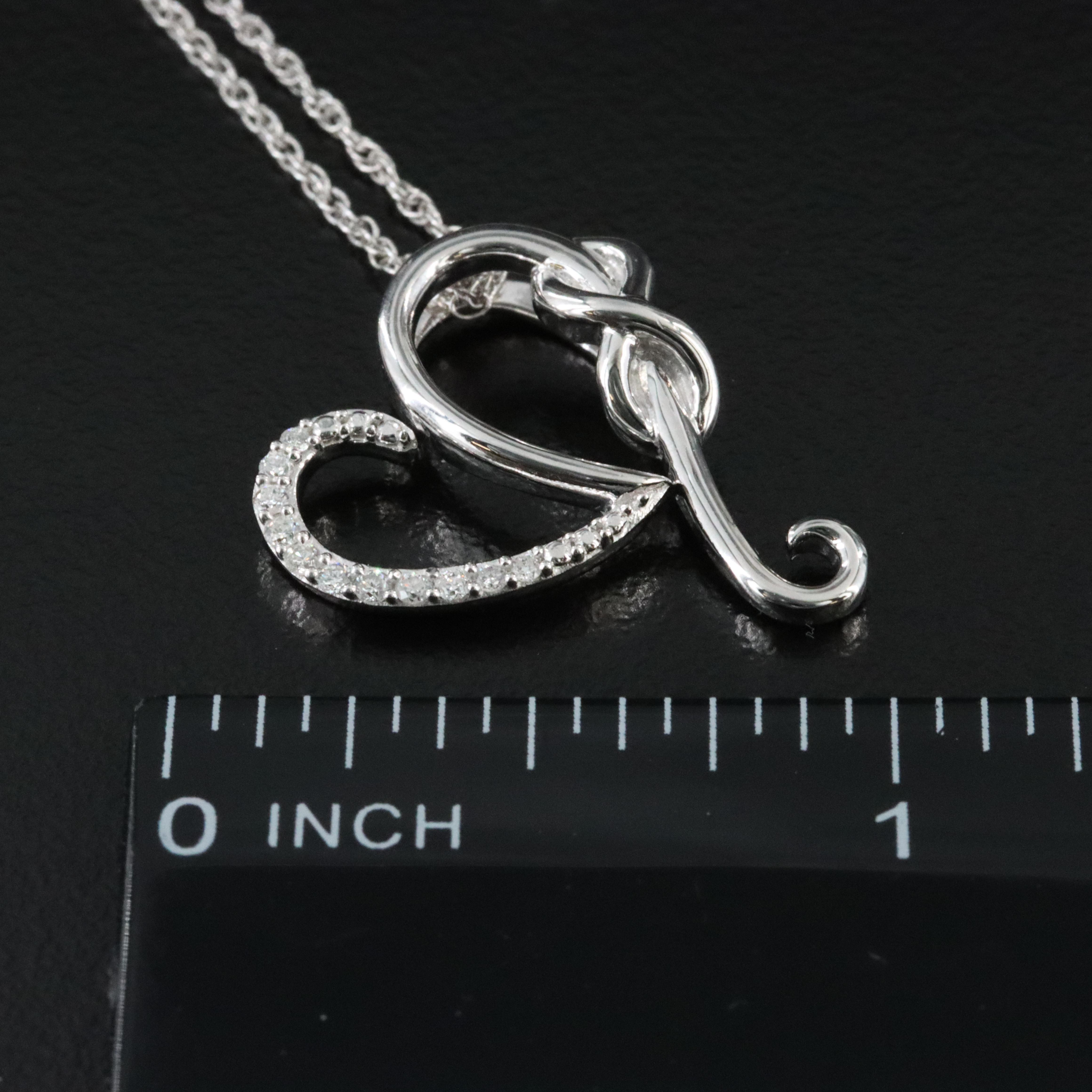 Sterling Diamond Infinity Heart Pendant Necklace