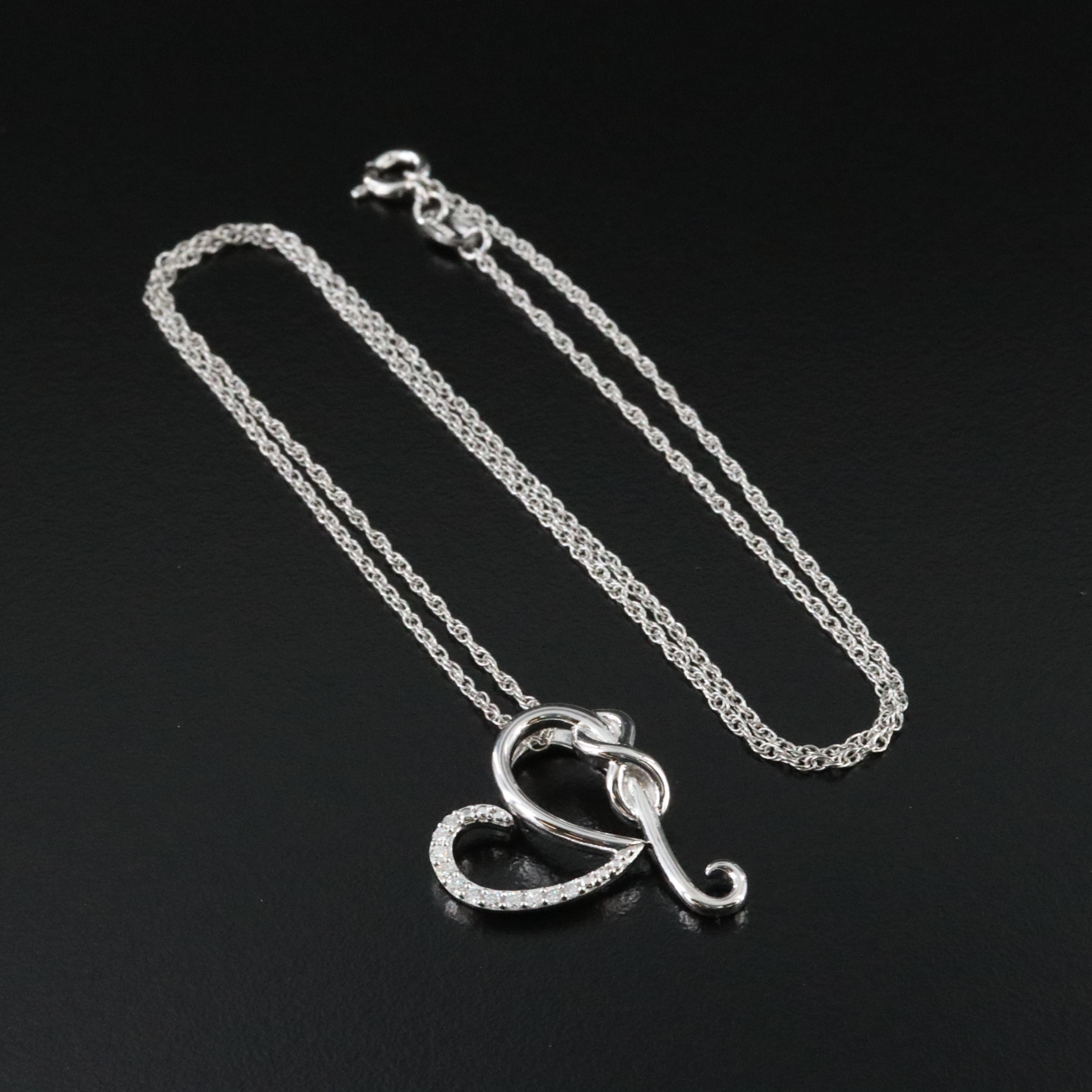 Sterling Diamond Infinity Heart Pendant Necklace