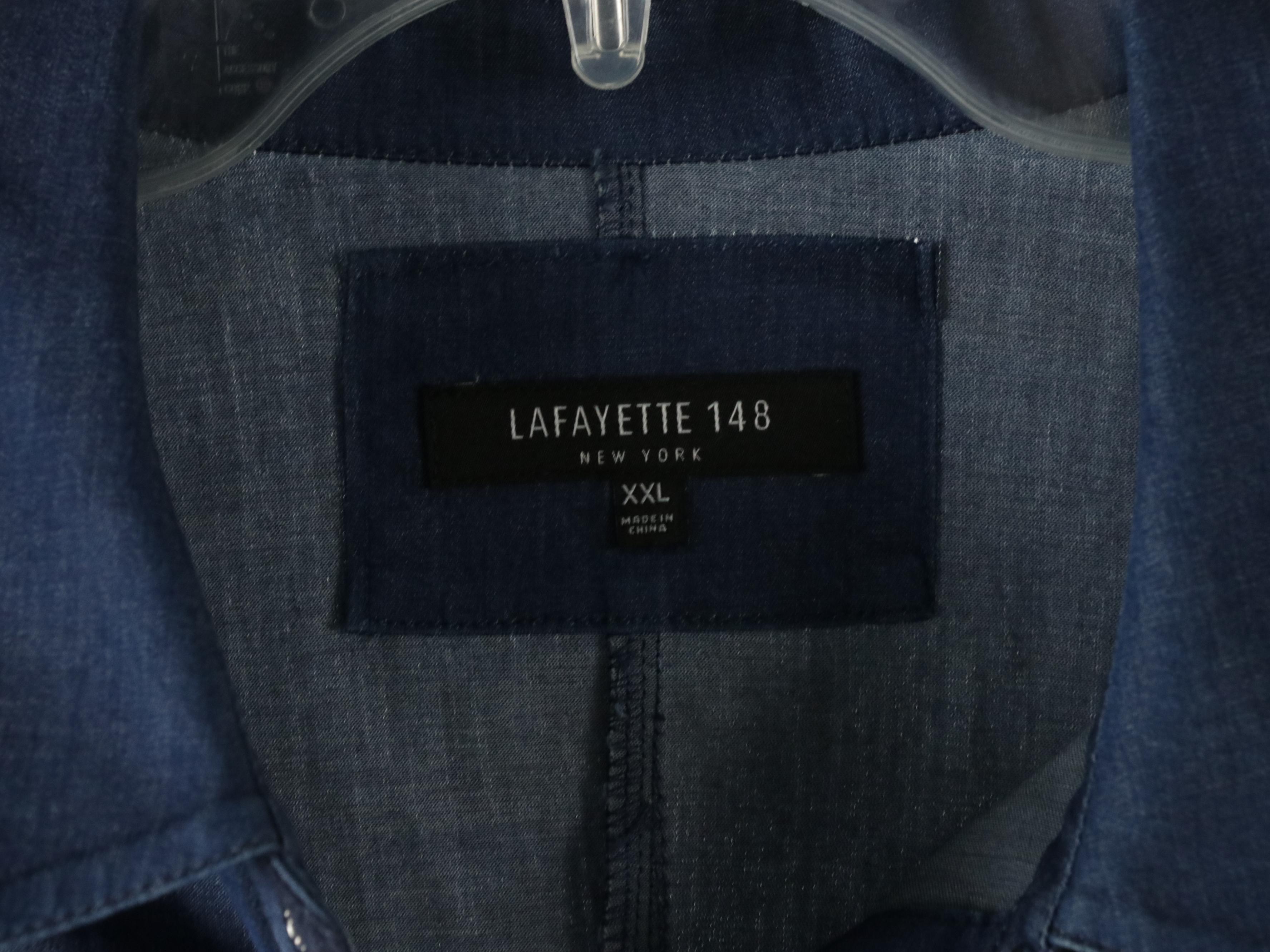 St. John Pale Pink Trousers, Lafayette 148 Denim Shirt, Other White Knit Tank