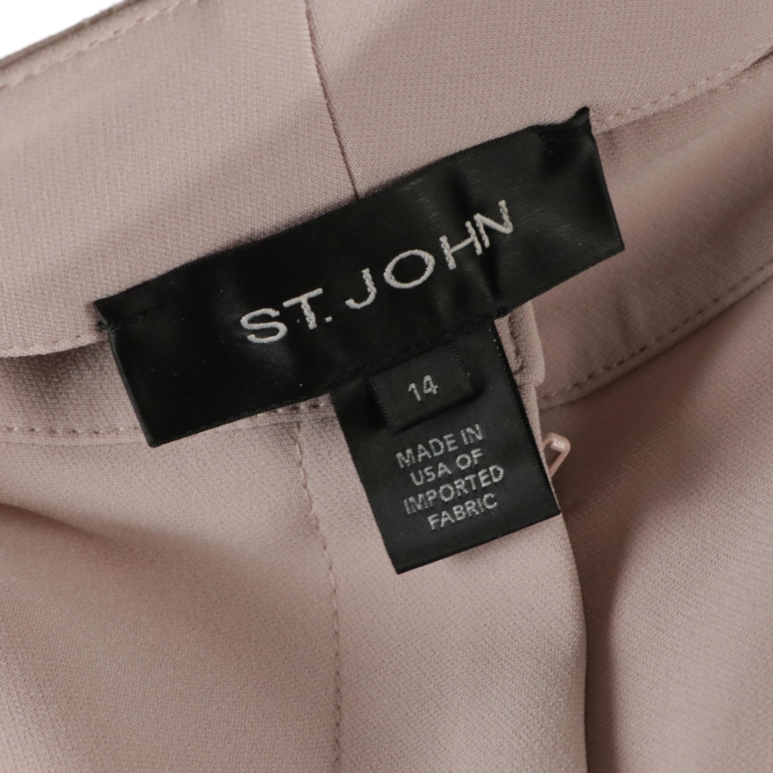 St. John Pale Pink Trousers, Lafayette 148 Denim Shirt, Other White Knit Tank