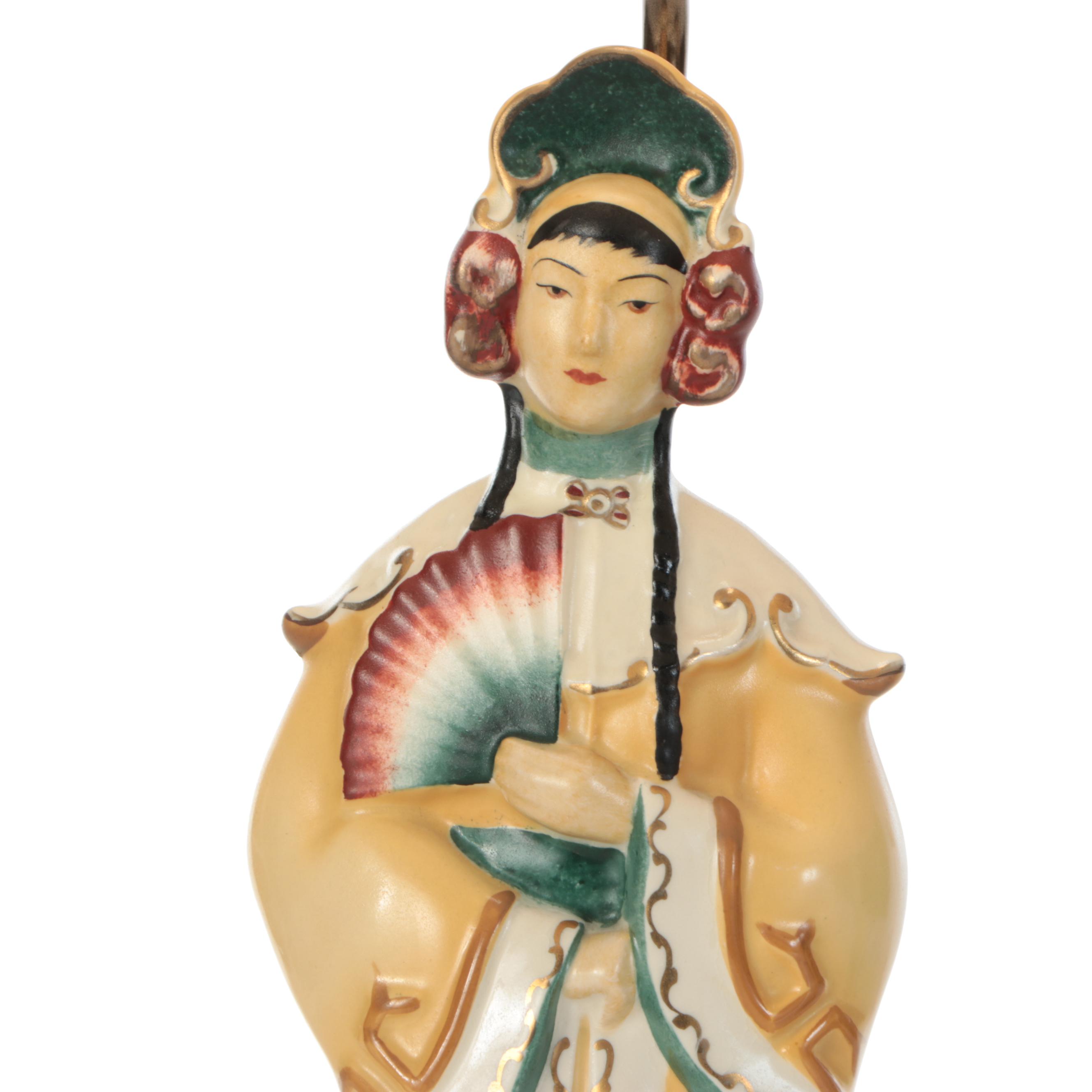 Qing Dynasty Courtier Figural Table Lamps