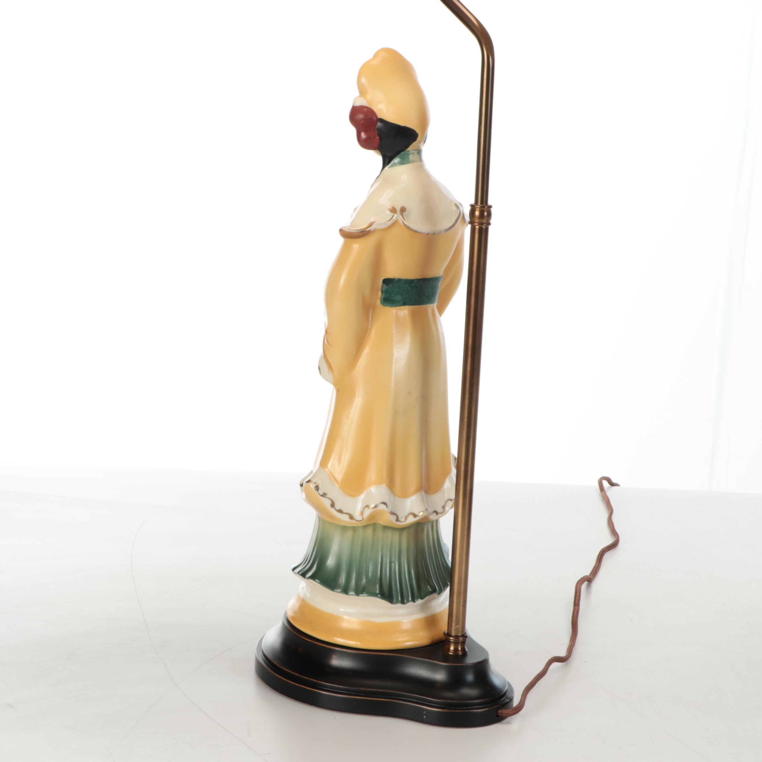 Qing Dynasty Courtier Figural Table Lamps