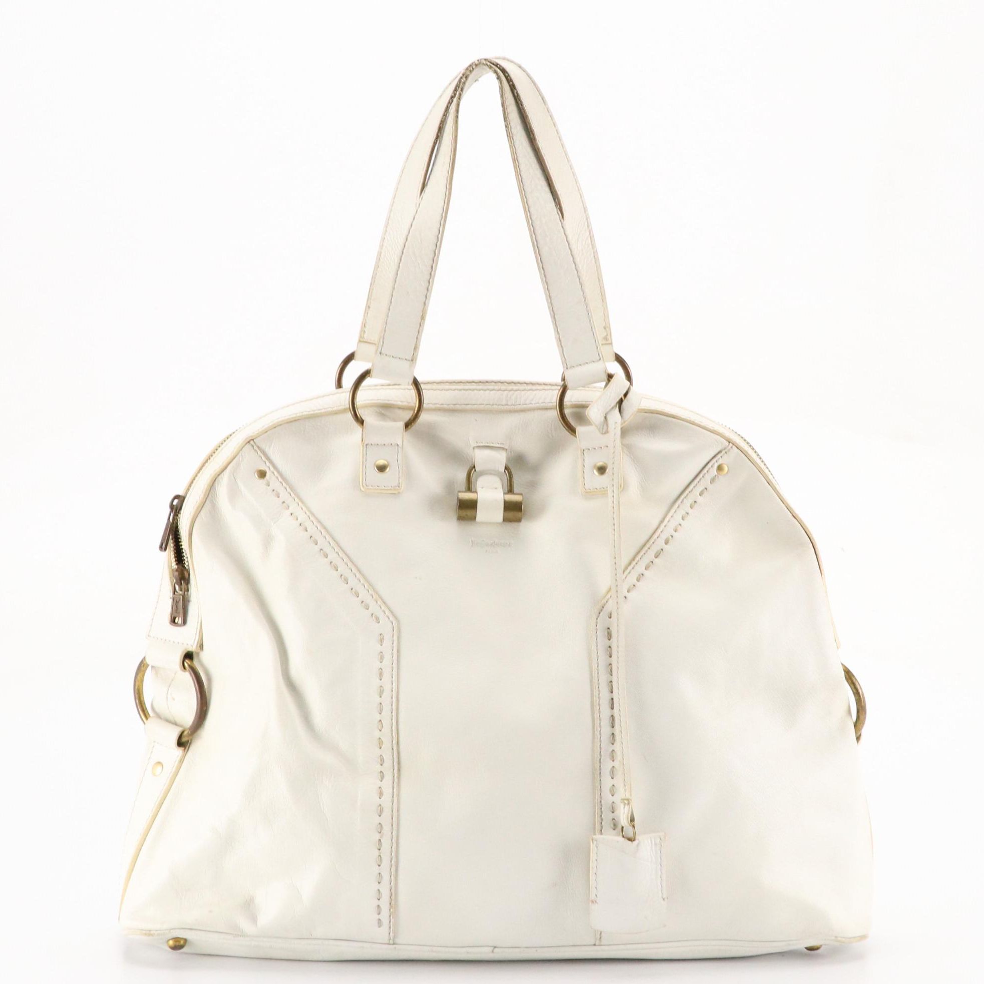 Yves Saint Laurent Rive Gauche Muse Large Bag in White Leather