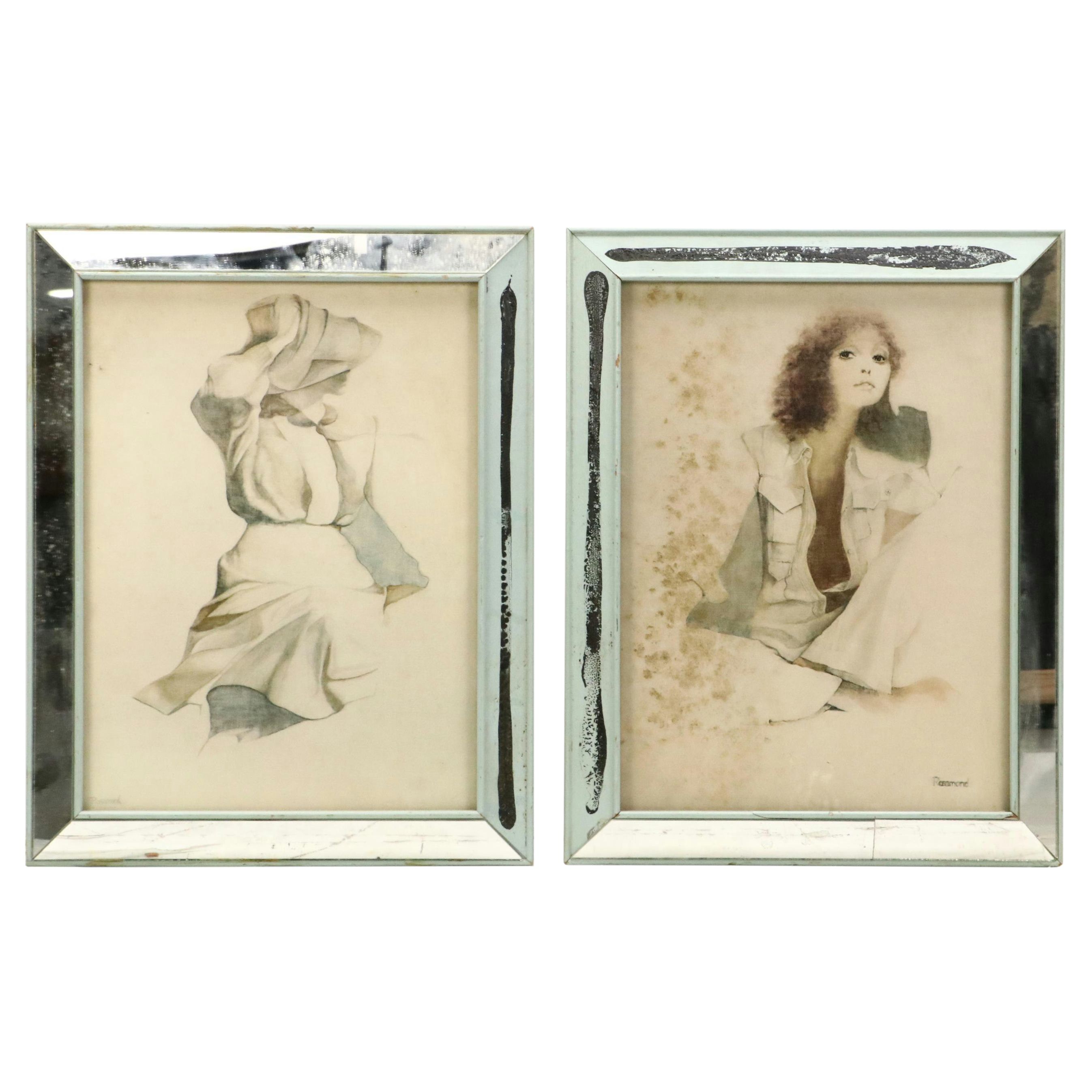 After Christine Rosamond Offset Lithographs "Windblown" and "Summer Mood"