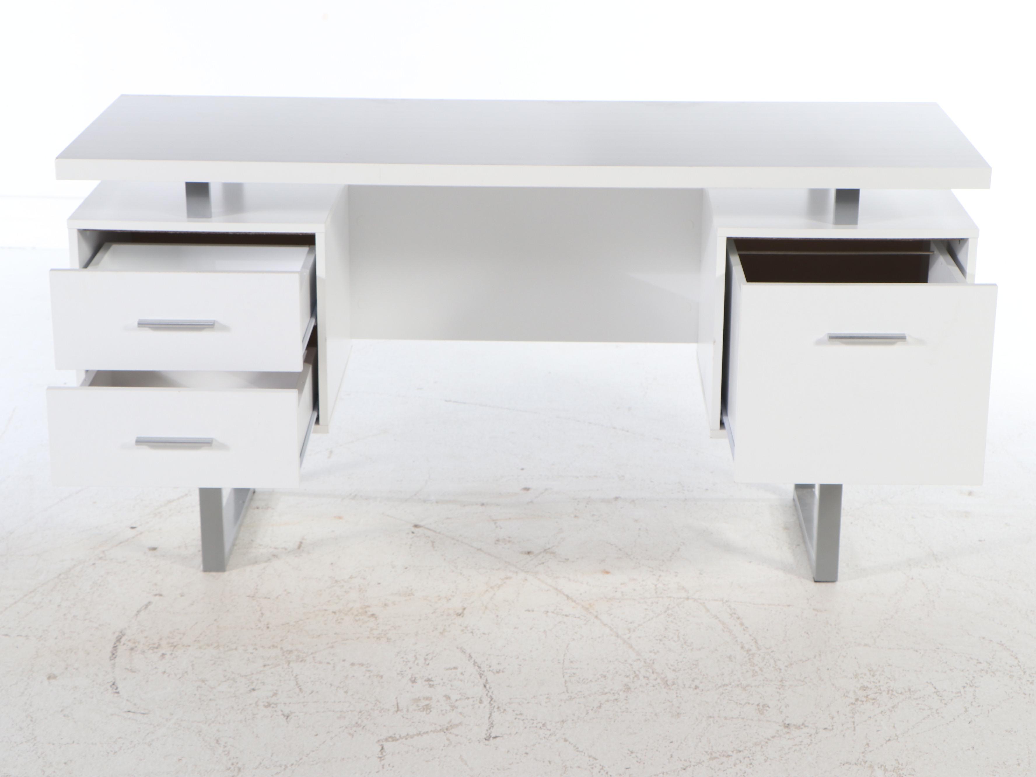 Contemporary Desk and Painted Wood Side Stand