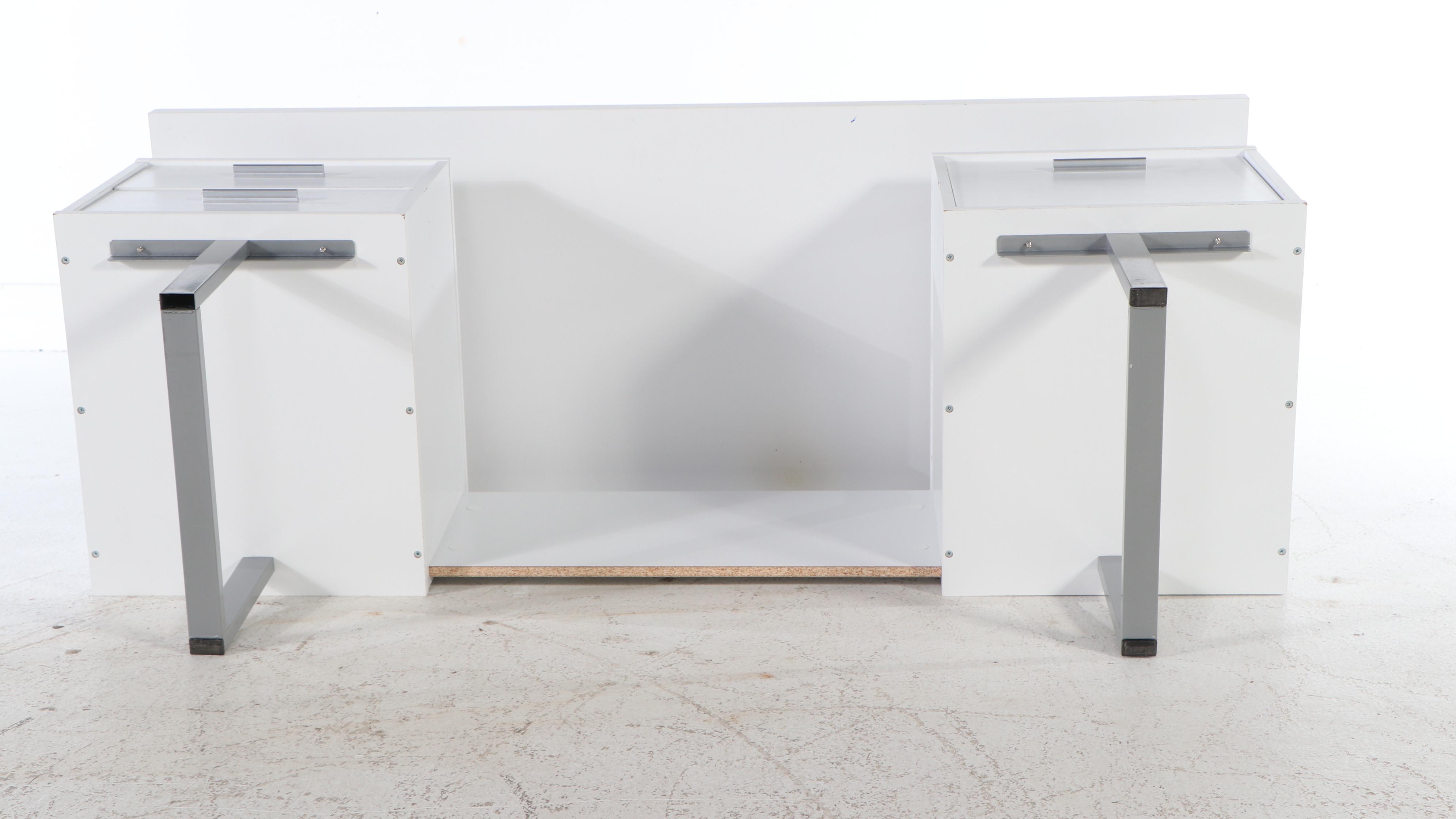 Contemporary Desk and Painted Wood Side Stand