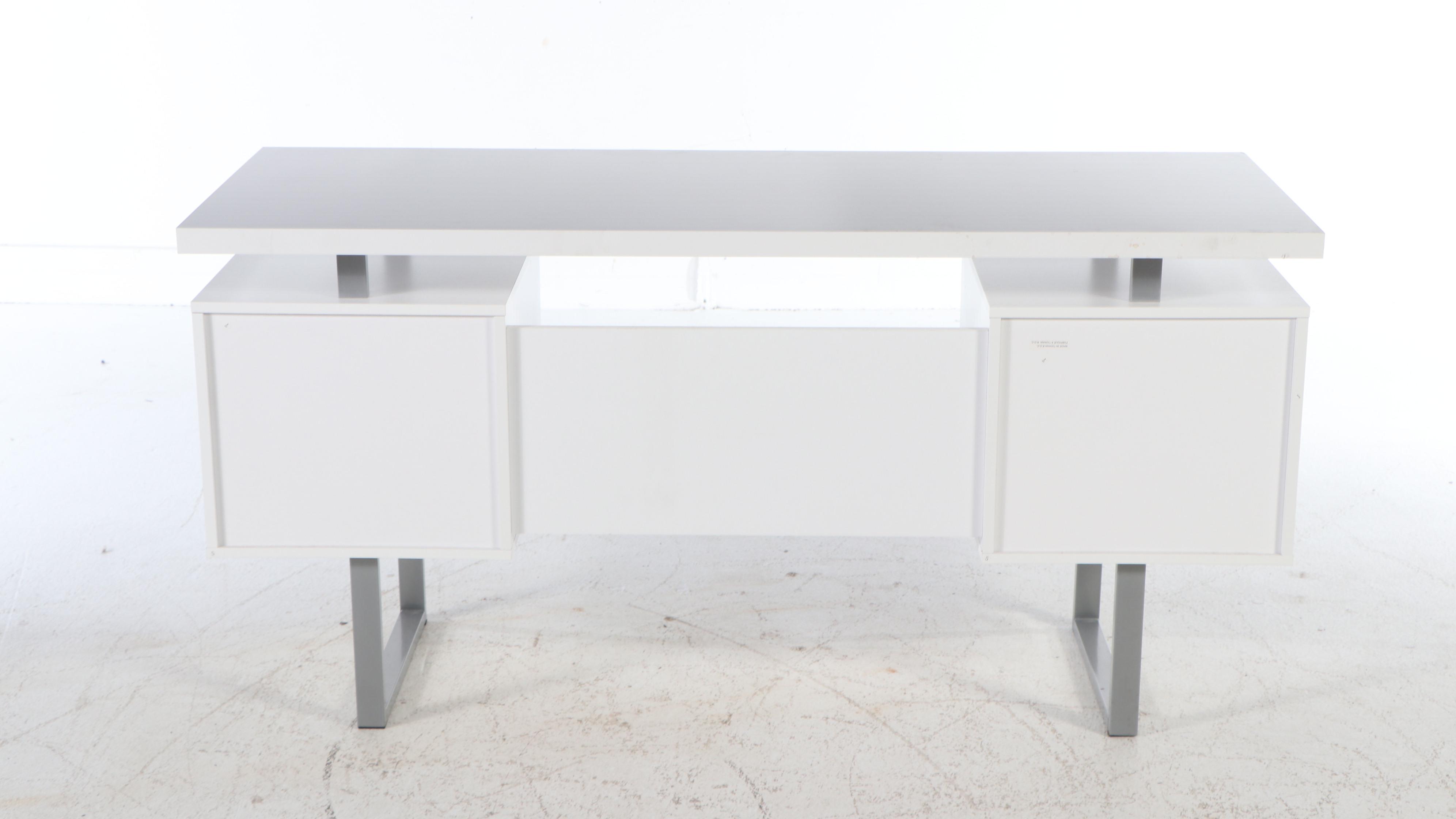 Contemporary Desk and Painted Wood Side Stand