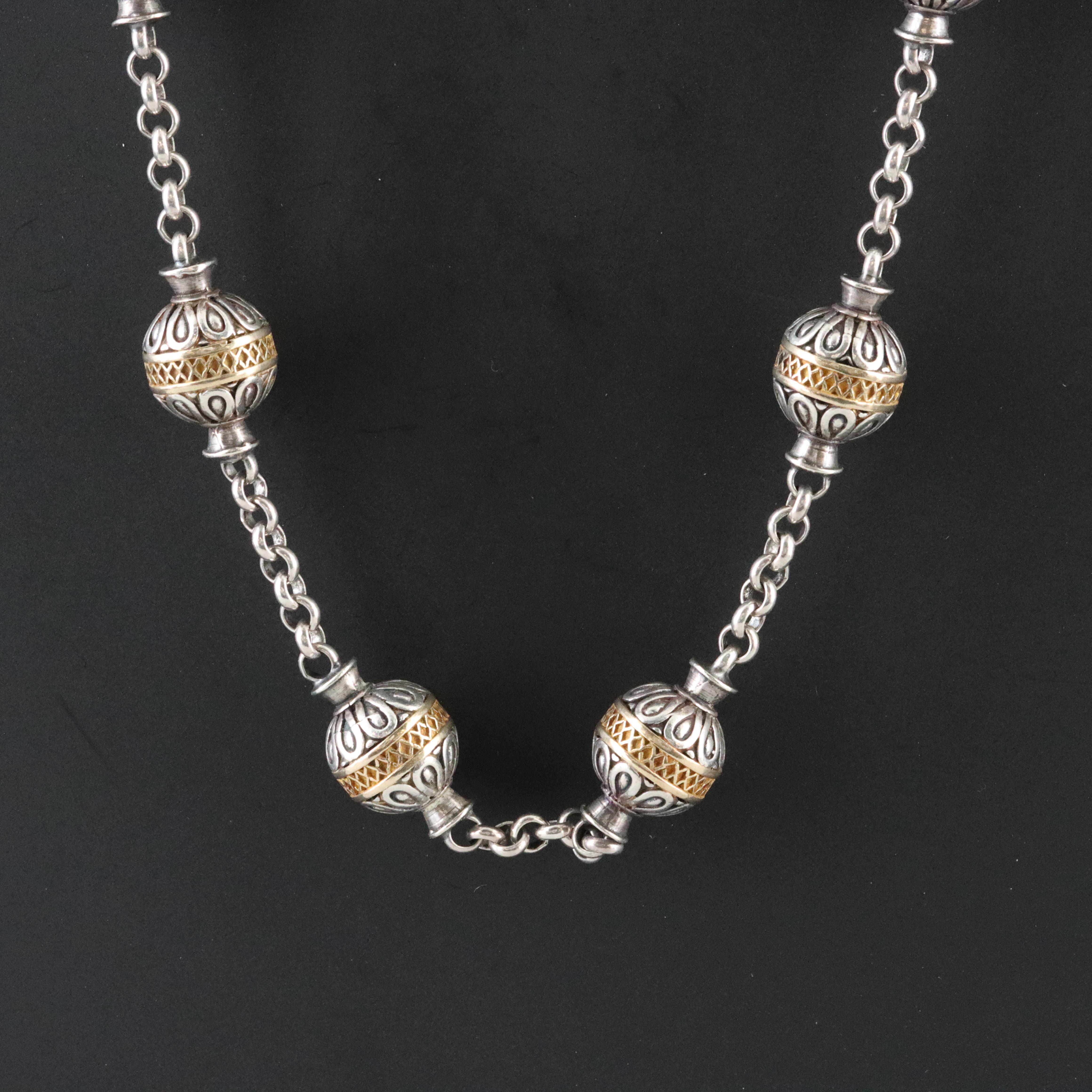 Konstantino Sterling and 18K Ball Station Necklace
