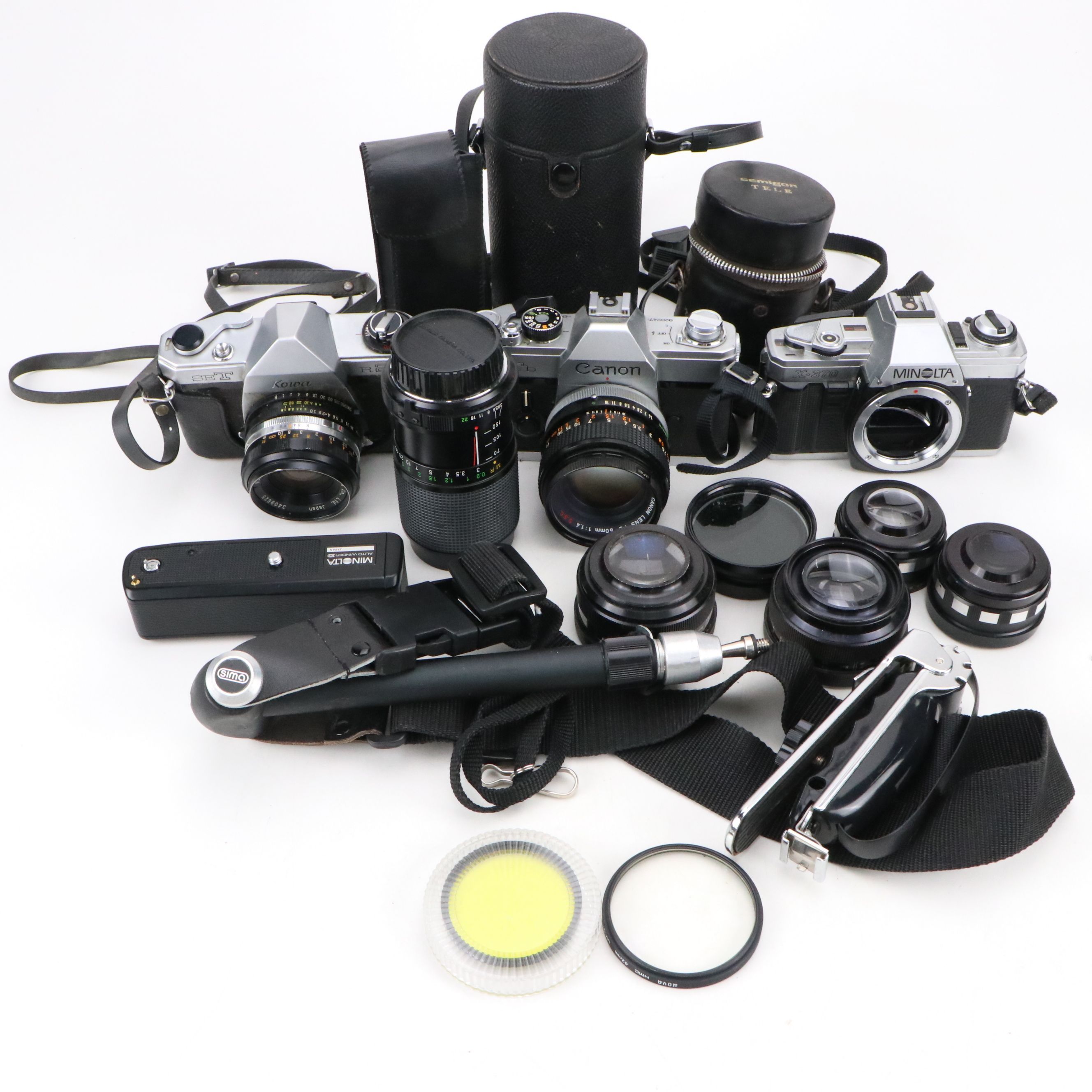 Canon, Kowa and Minolta SLR Cameras with Lenses and Accessories
