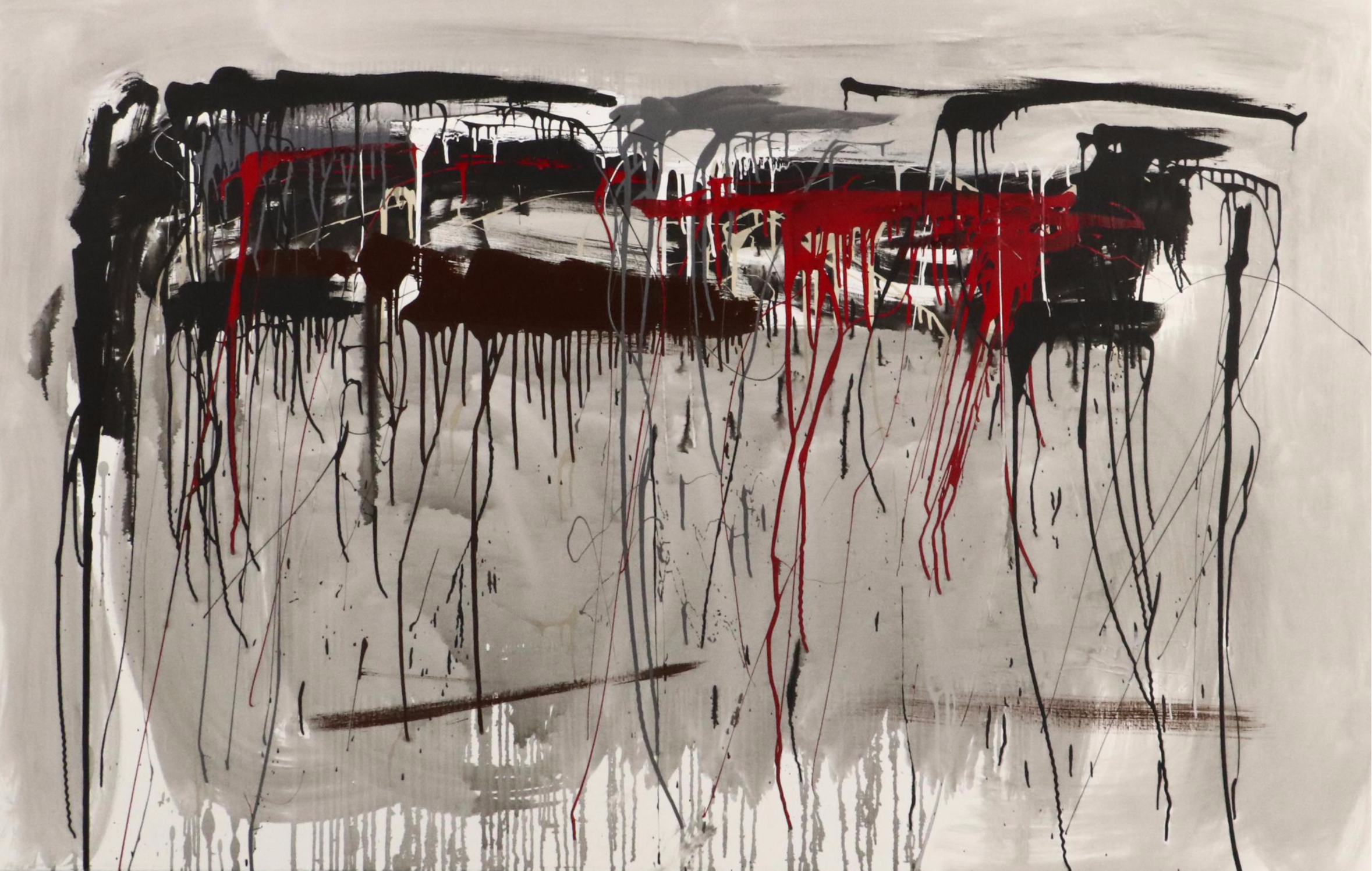 David Applegate Abstract Acrylic Painting with Paint Drips, 21st Century