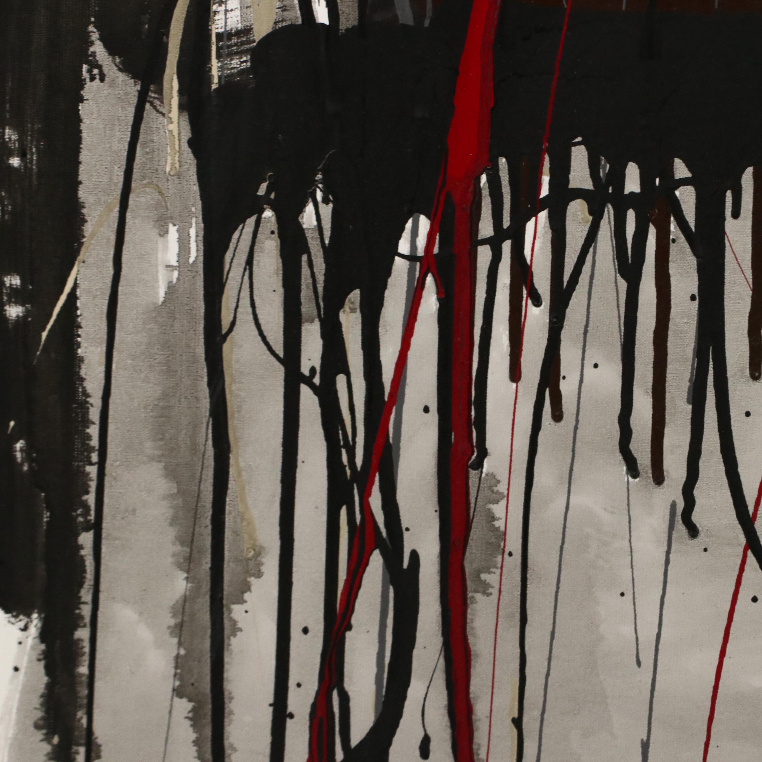David Applegate Abstract Acrylic Painting with Paint Drips, 21st Century