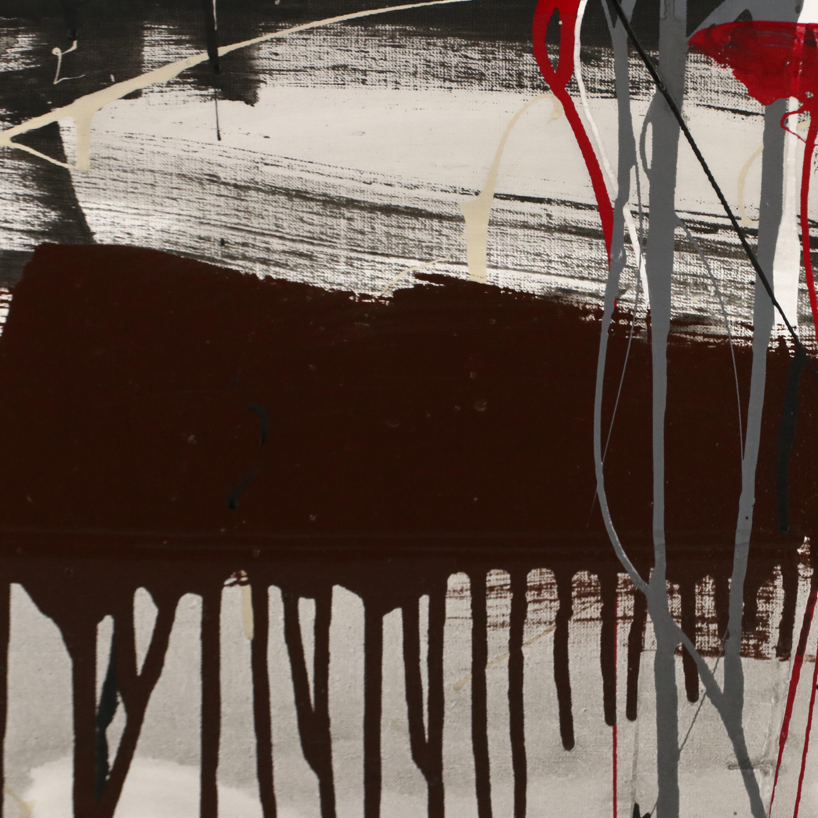 David Applegate Abstract Acrylic Painting with Paint Drips, 21st Century