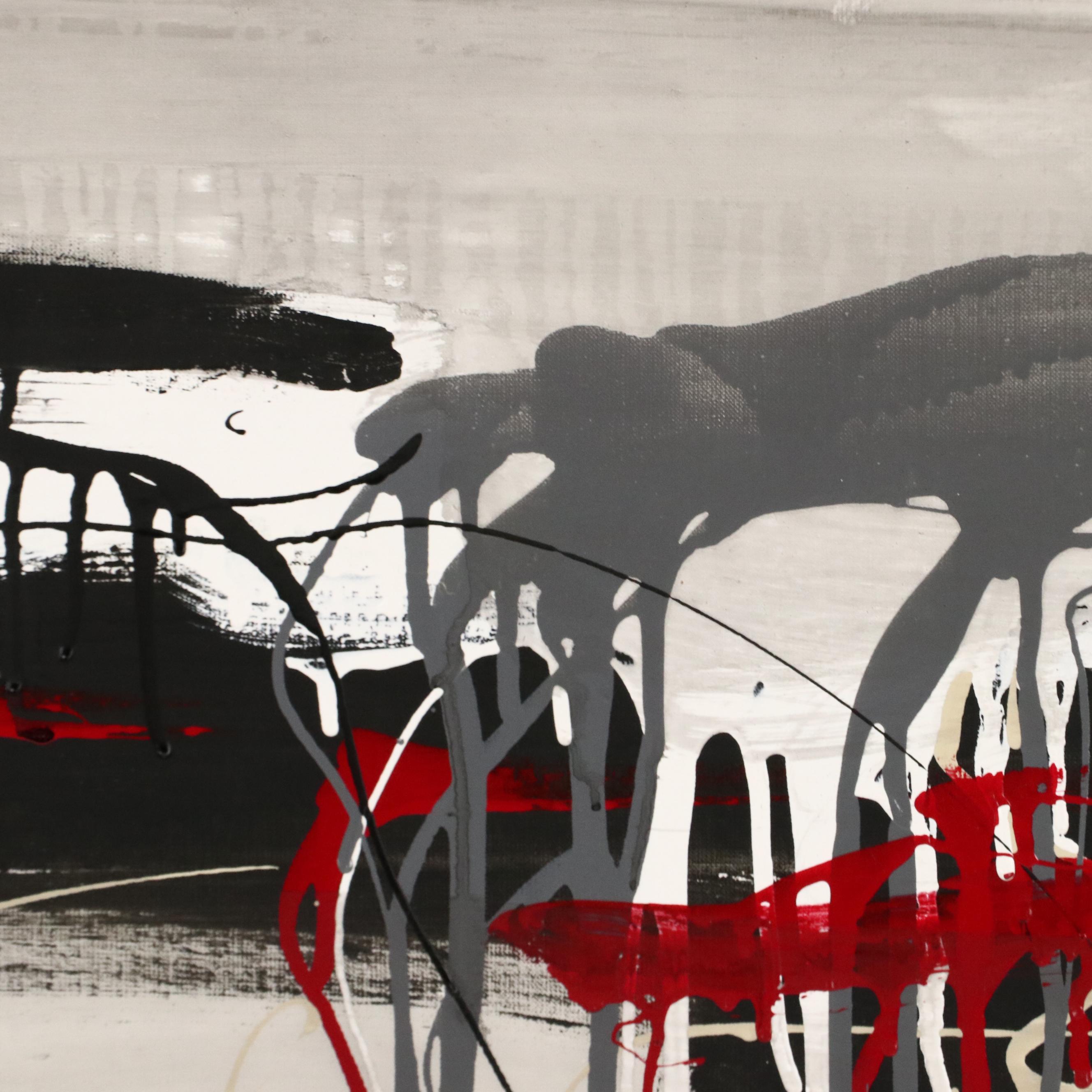 David Applegate Abstract Acrylic Painting with Paint Drips, 21st Century