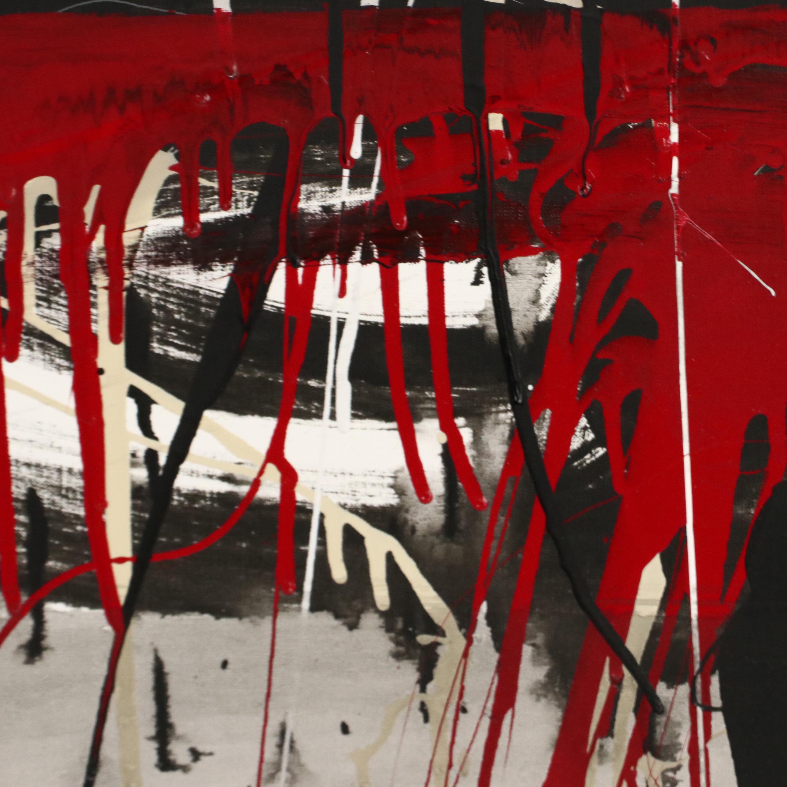 David Applegate Abstract Acrylic Painting with Paint Drips, 21st Century