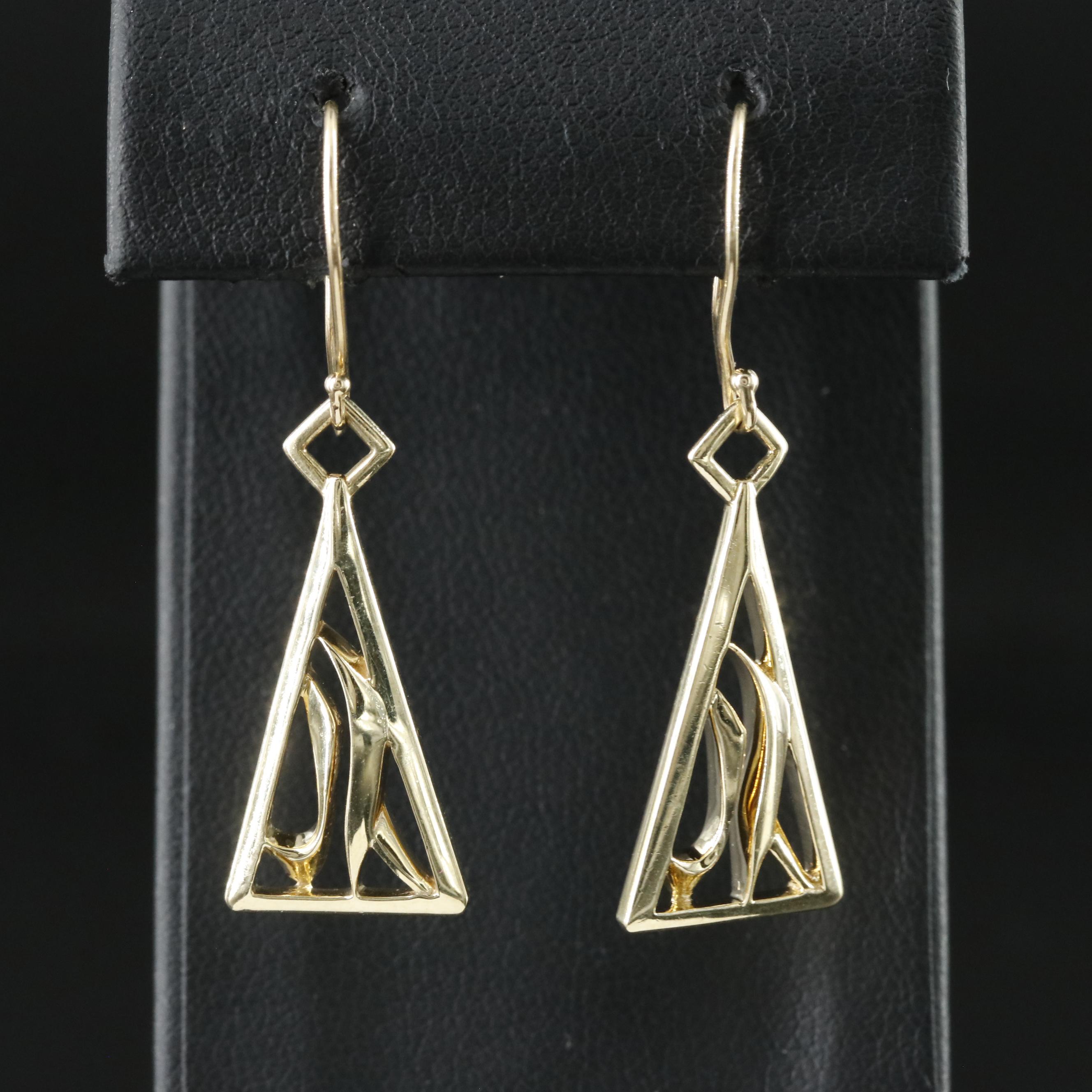 John Atencio 14K JA Signature Triangular Earrings