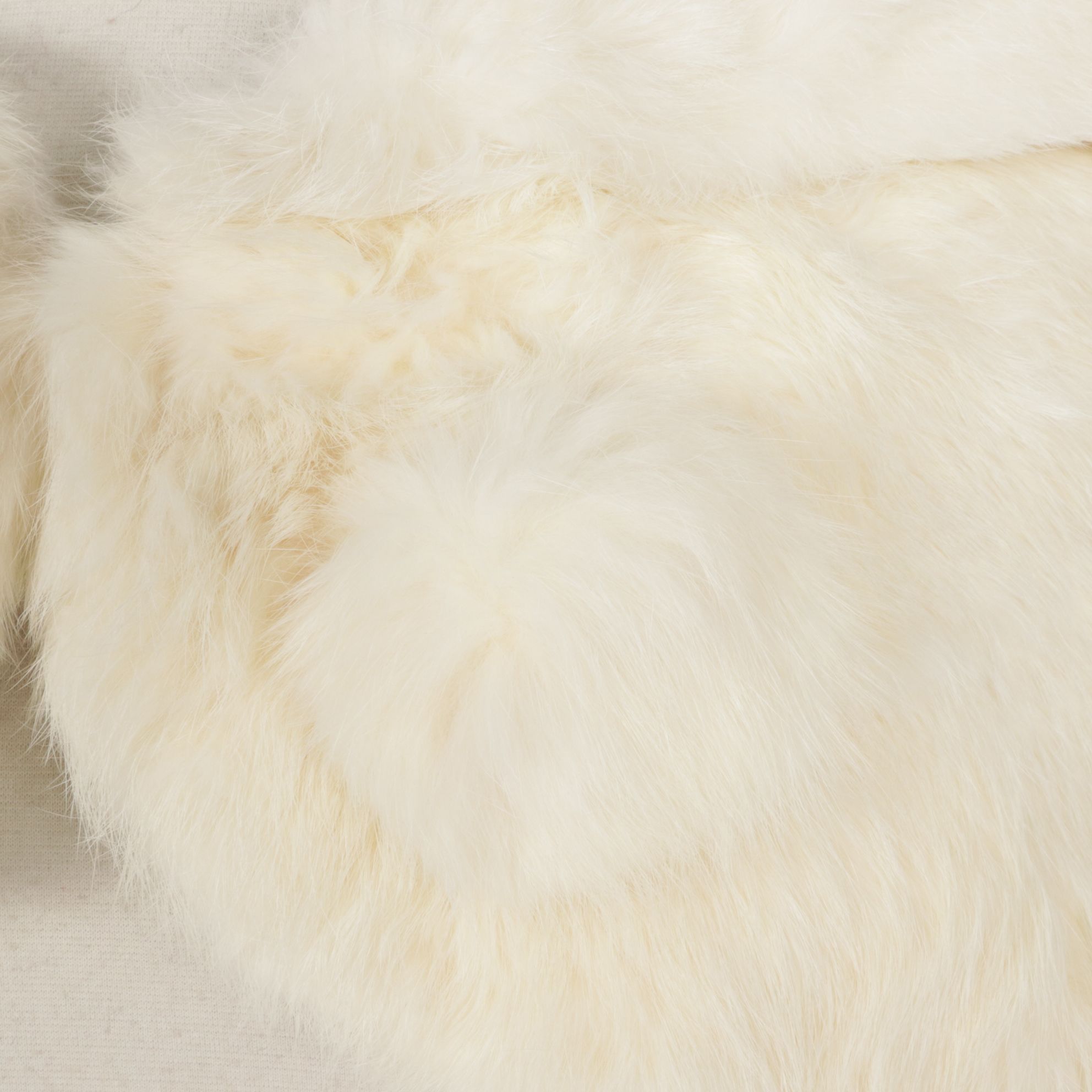 White Rabbit Fur Wrap Stole with Pom-Pom Buttons